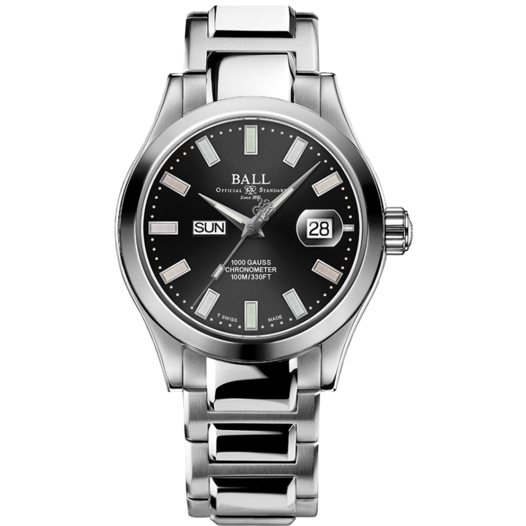 BALL Engineer III Marvelight Black Dial Stainless Steel Strap Men's Watch NM9036C-S1C-BKR