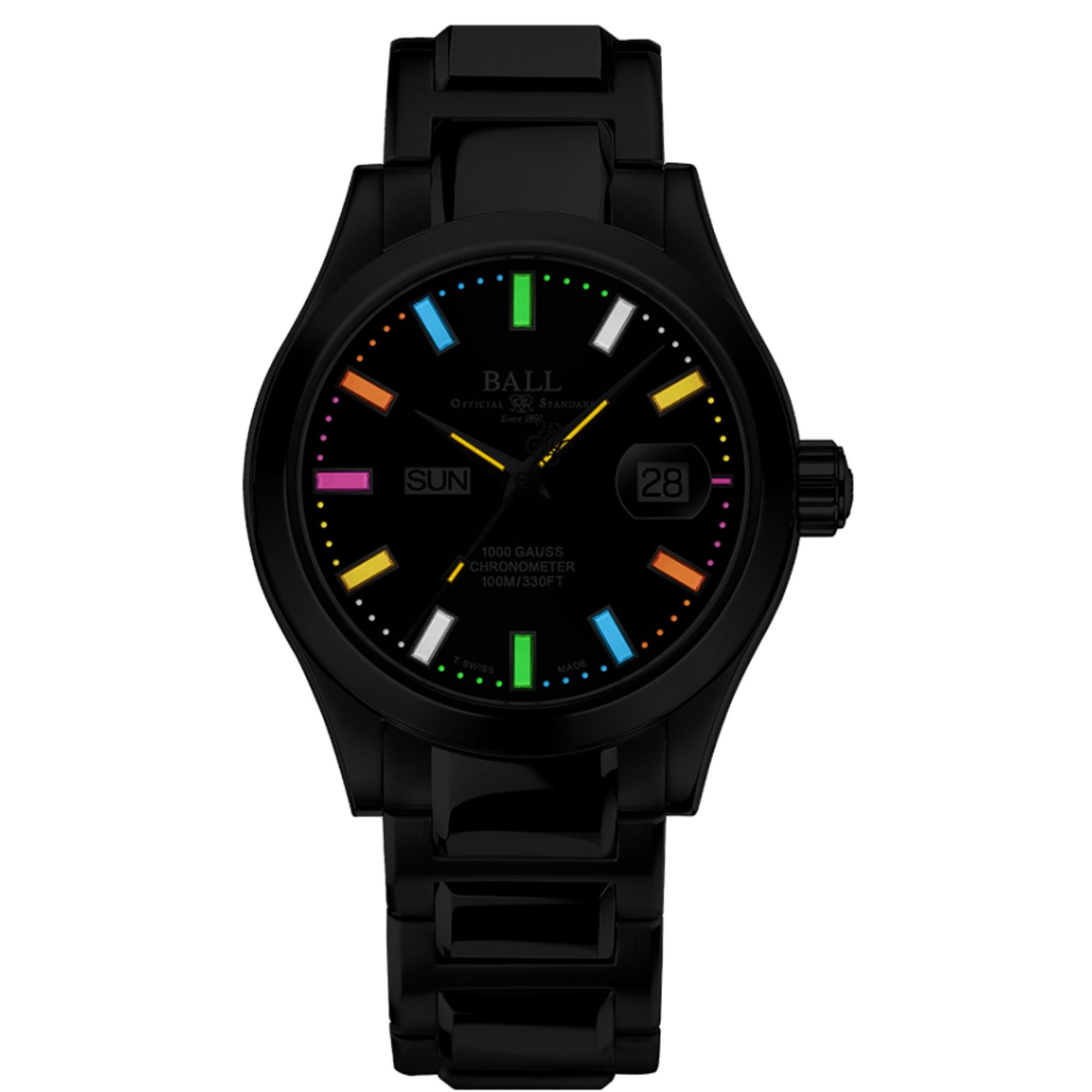 BALL Engineer III Marvelight Black Dial Stainless Steel Strap Men's Watch NM9036C-S1C-BKR