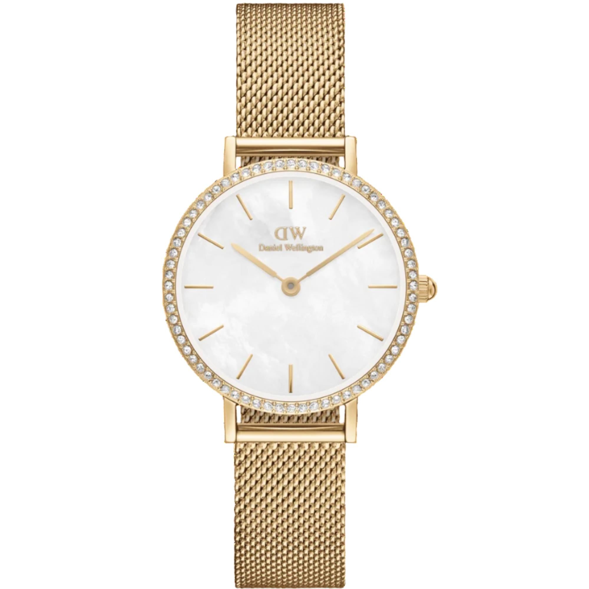 Daniel Wellington Petite White Mother of Pearl Dial Stainless Steel Strap Women's Watch DW00100662