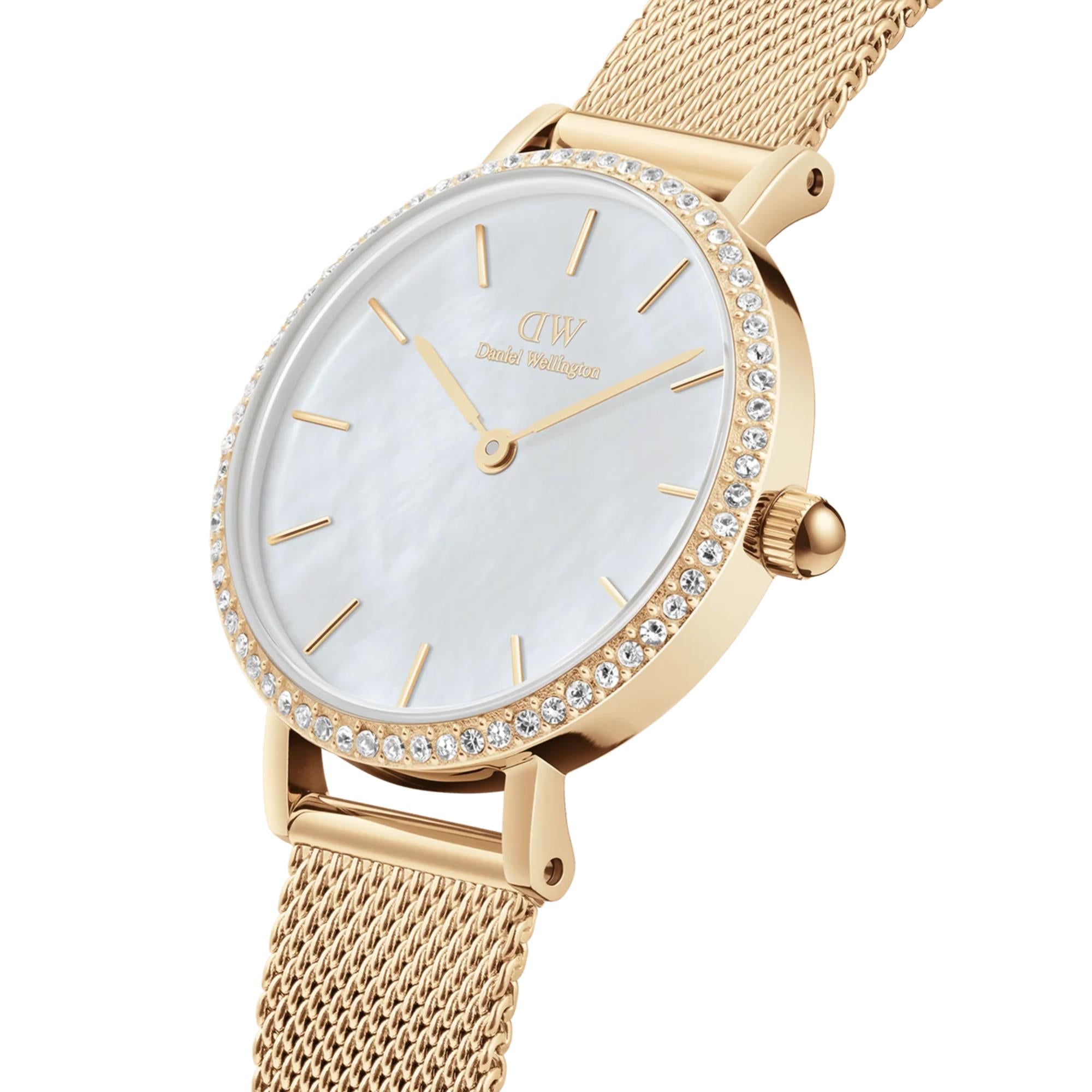Daniel Wellington Petite White Mother of Pearl Dial Stainless Steel Strap Women's Watch DW00100662
