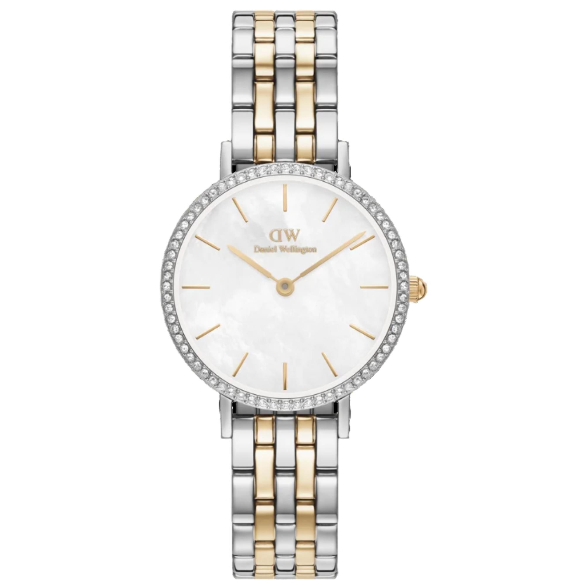 Daniel Wellington Petite White Mother of Pearl Dial Stainless Steel Strap Women's Watch DW00100665