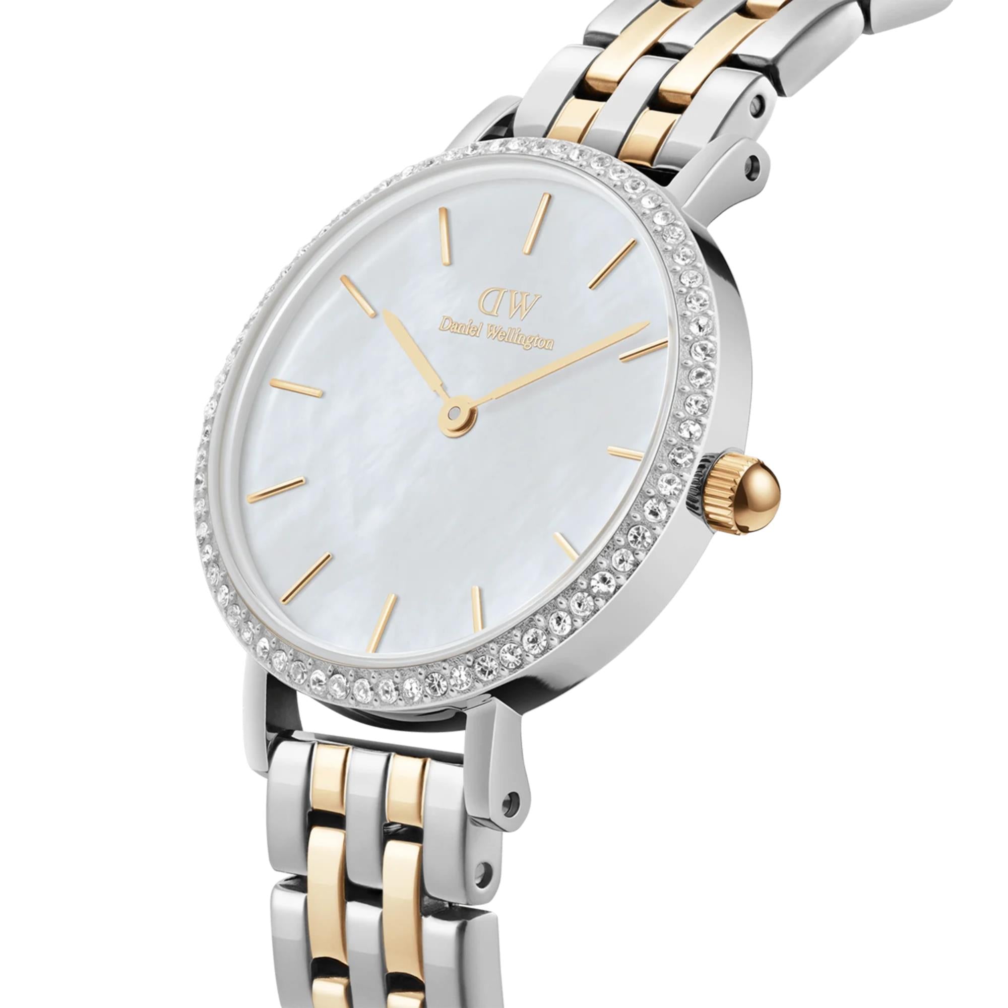 Daniel Wellington Petite White Mother of Pearl Dial Stainless Steel Strap Women's Watch DW00100665