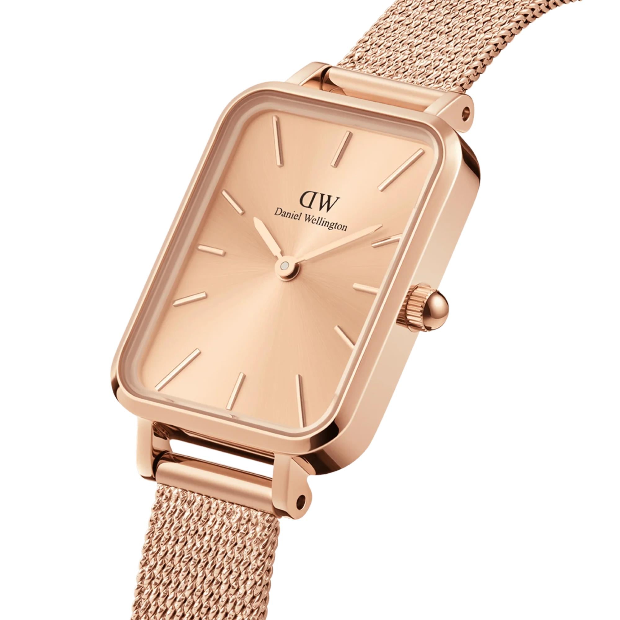 Daniel Wellington Quadro Unitone Rose Gold Dial Stainless Steel Strap Women's Watch DW00100484