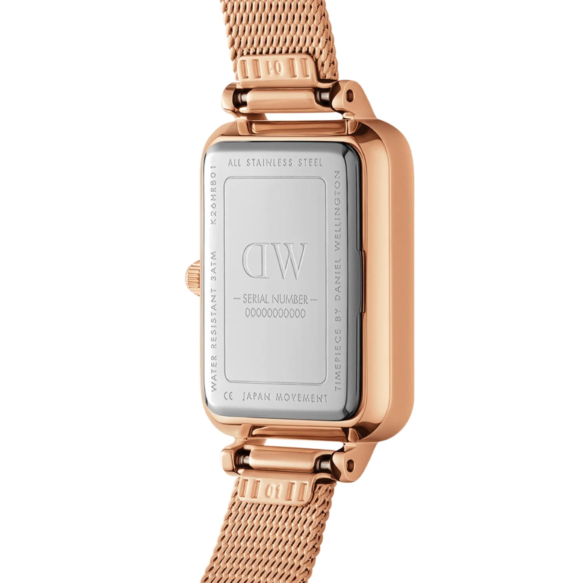 Daniel Wellington Quadro Unitone Rose Gold Dial Stainless Steel Strap Women's Watch DW00100484