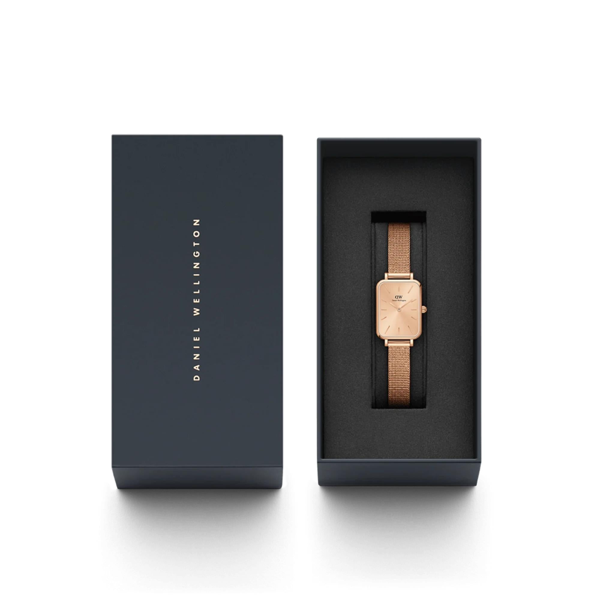 Daniel Wellington Quadro Unitone Rose Gold Dial Stainless Steel Strap Women's Watch DW00100484