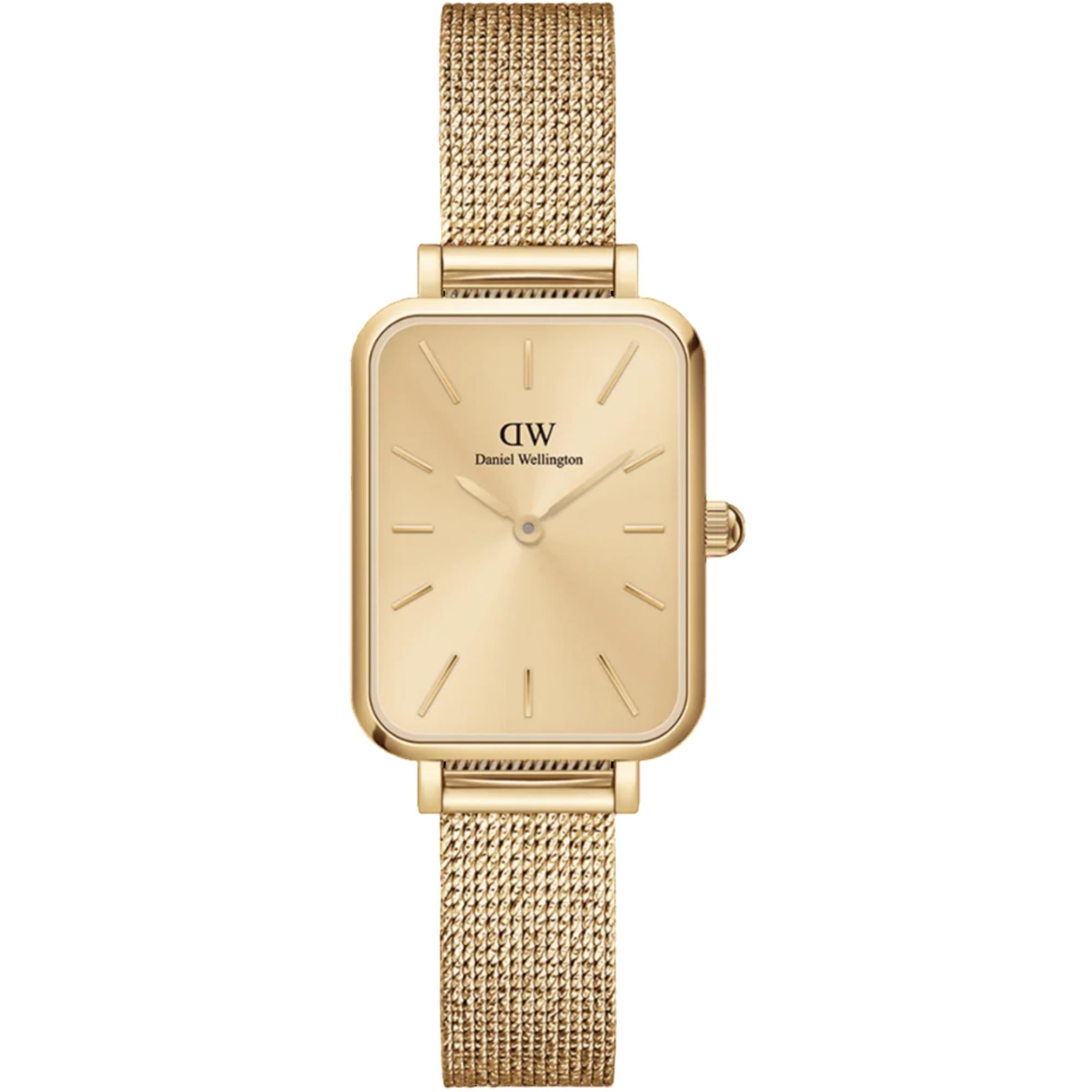 Daniel Wellington Quadro Unitone Gold Dial Stainless Steel Strap Women's Watch DW00100485