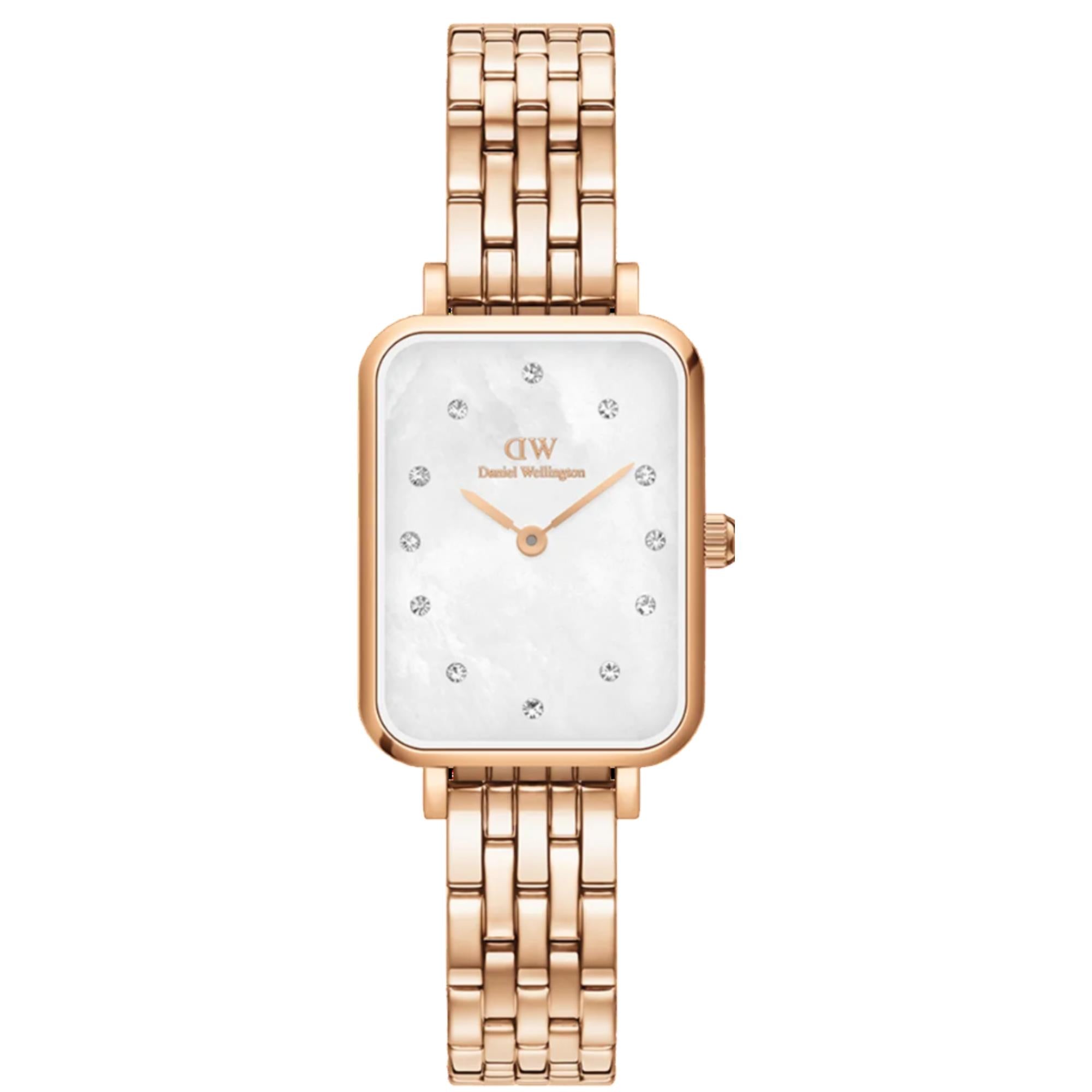 Daniel Wellington Quadro Mother Of Pearl White Dial Stainless Steel Strap Women's Watch DW00100620