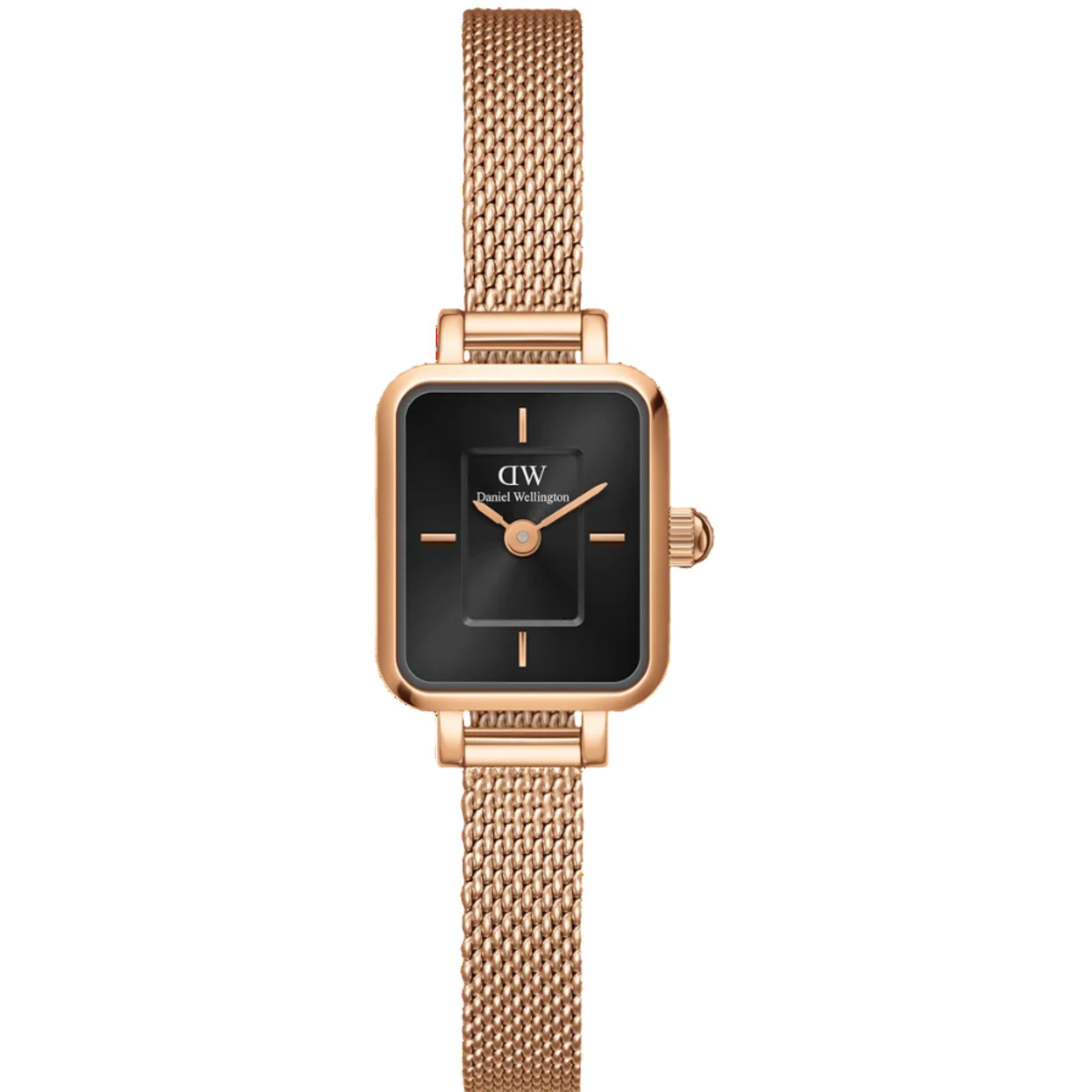 Daniel Wellington Quadro Black Dial Stainless Steel Strap Women's Watch DW00100647