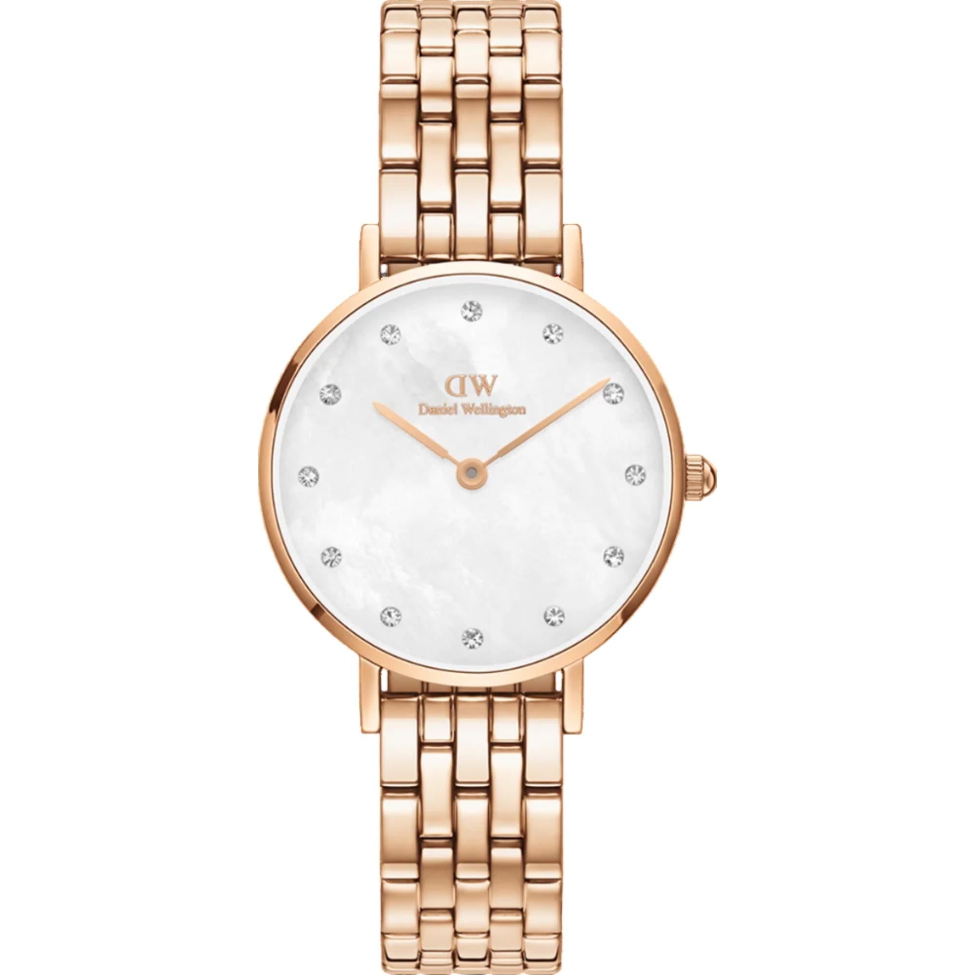 Daniel Wellington Petite White Mother of Pearl Dial Stainless Steel Strap Women's Watch DW00100613