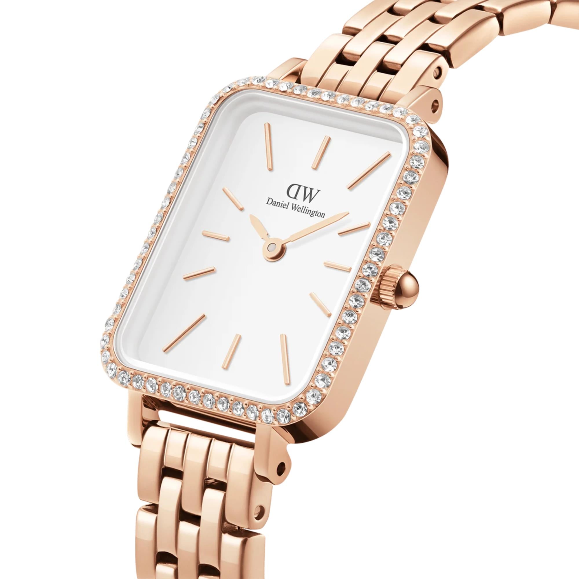 Daniel Wellington Quadro White Dial Stainless Steel Strap Women's Watch DW00100672