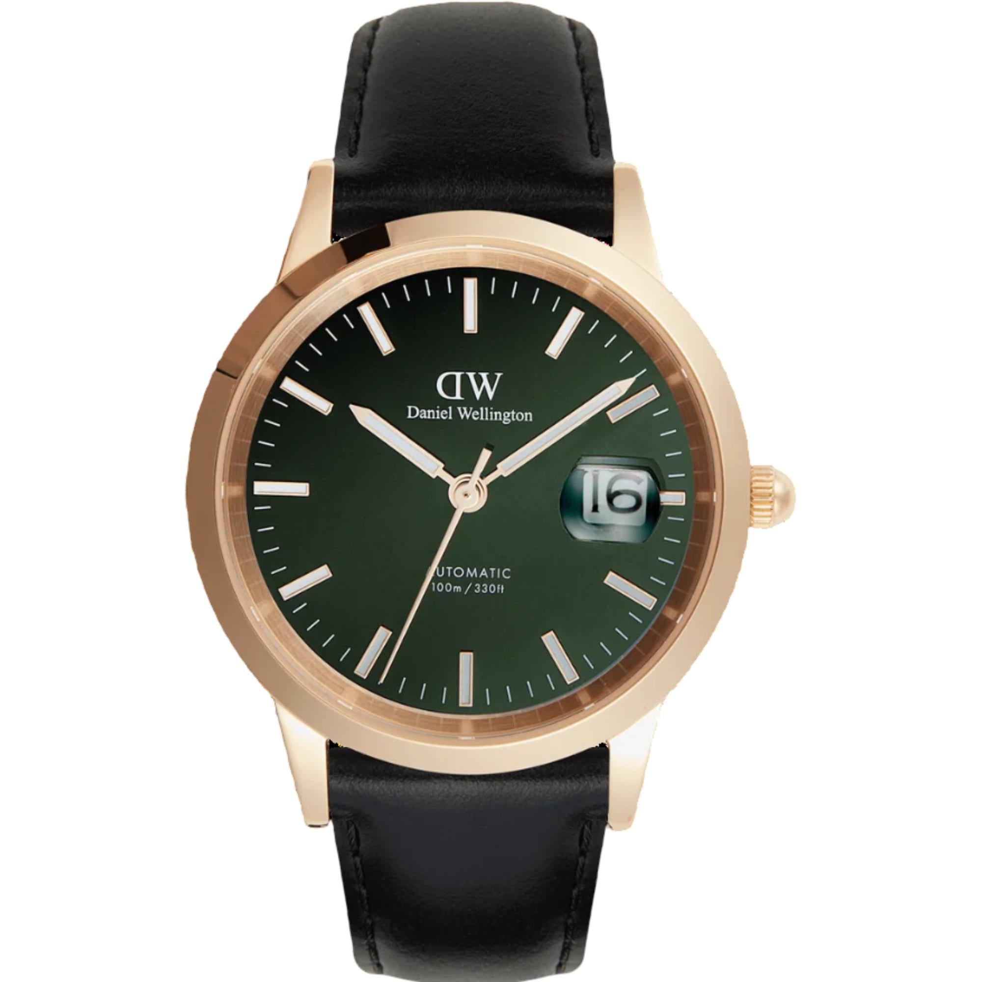 Daniel Wellington Iconic Sheffield Automatic Green Dial Leather Strap Men's Watch DW00100757