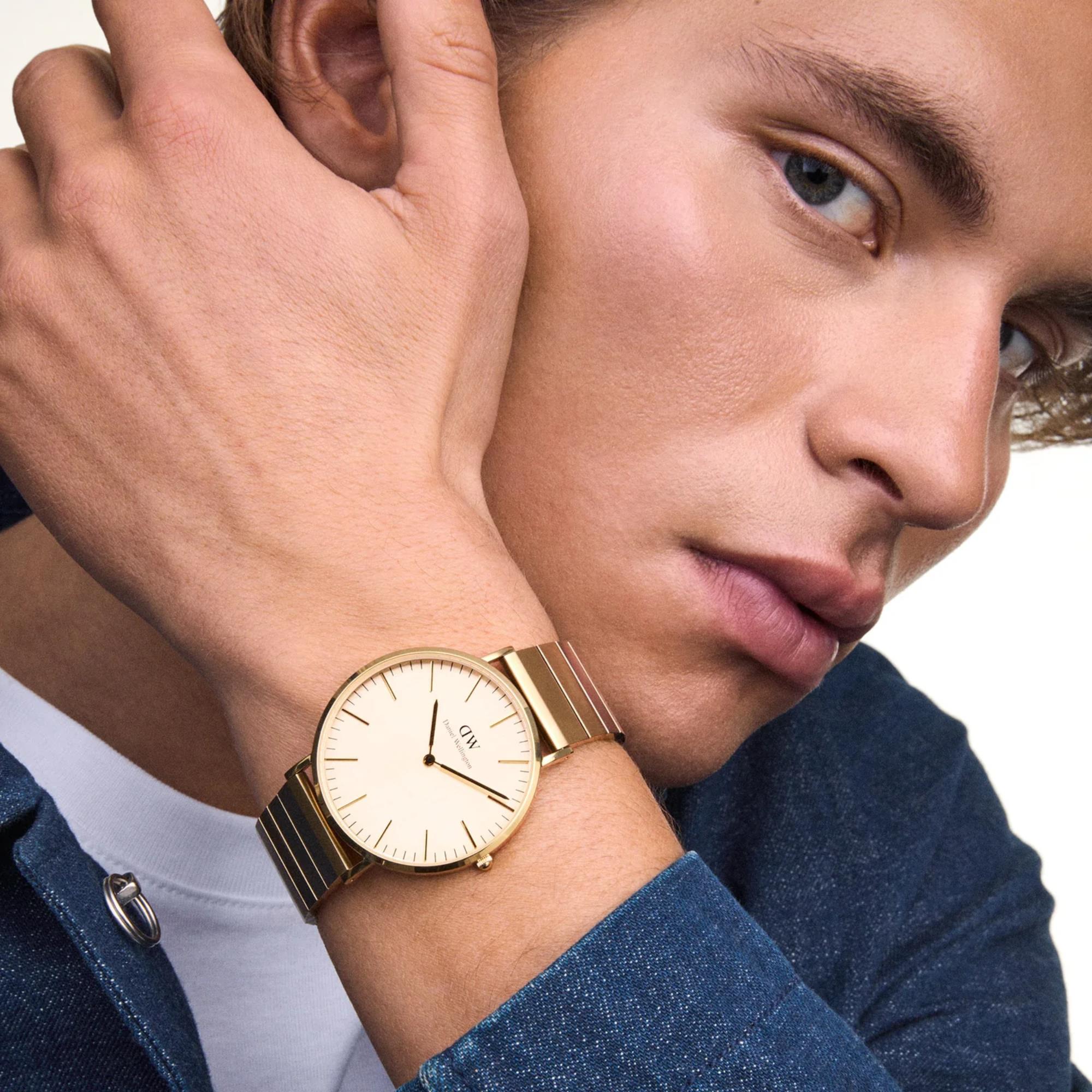 Daniel Wellington Classic Gold Dial Stainless Steel Strap Men's Watch DW00100779