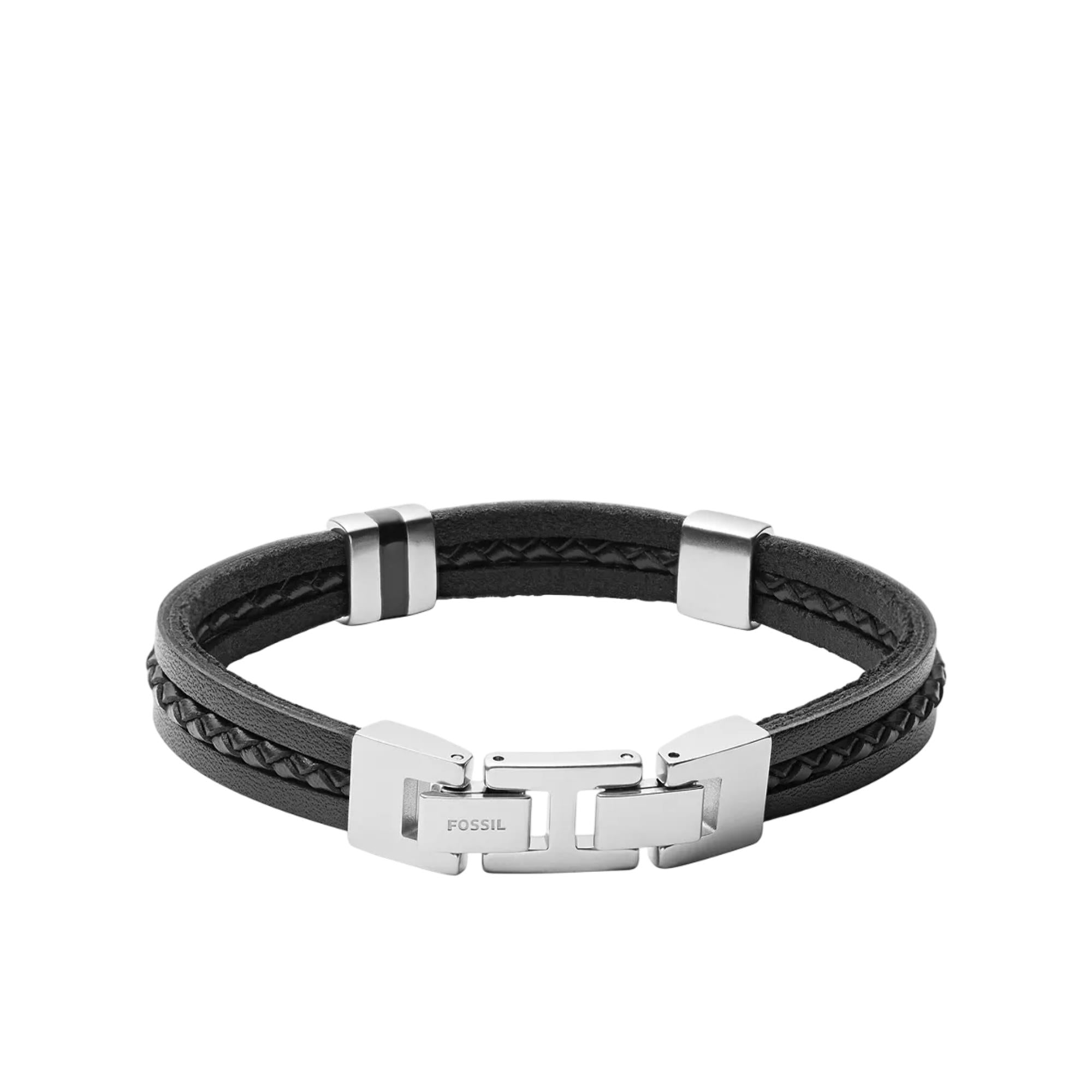 Fossil Leather Essentials Black Multi-Strand Leather Bracelet JF03686040