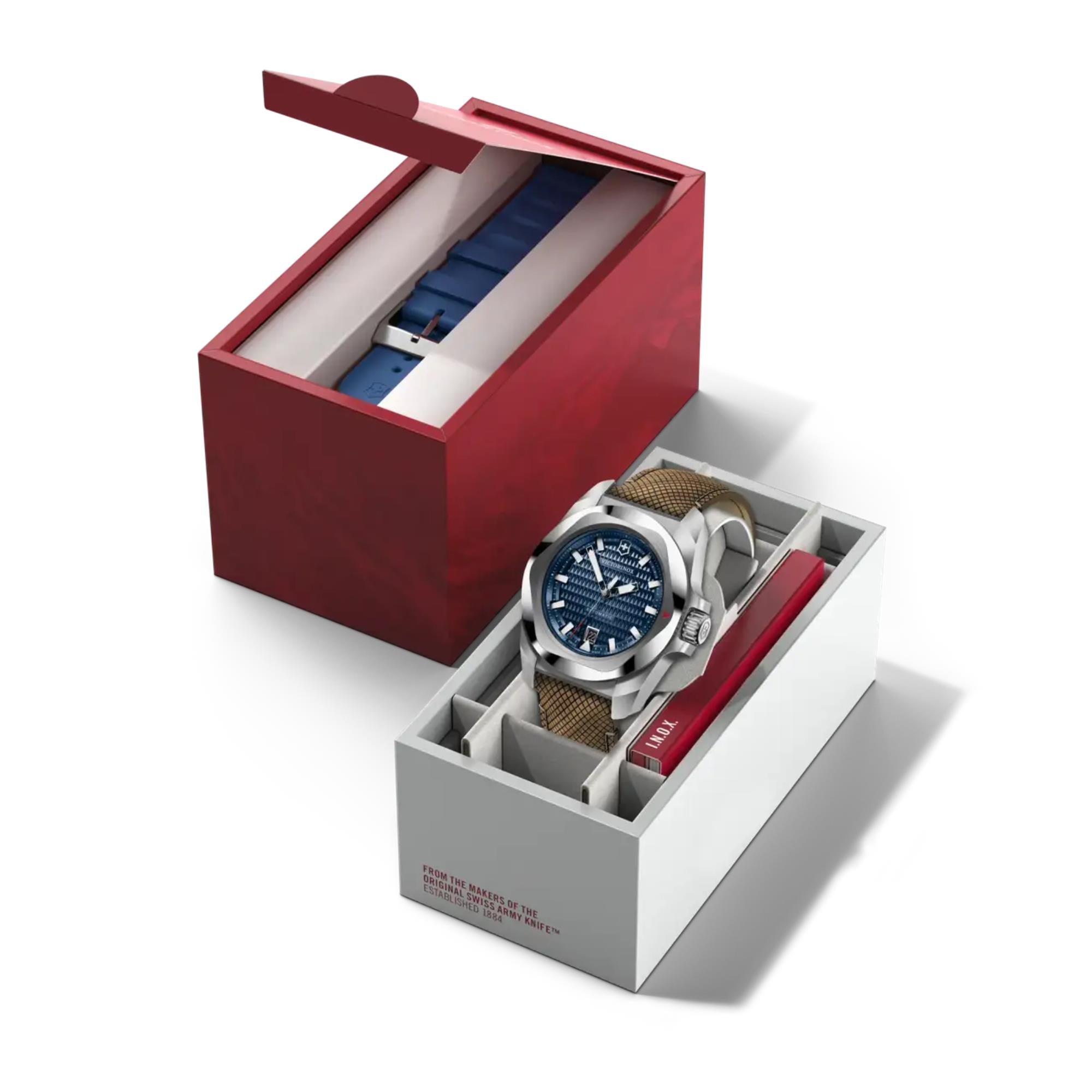 Victorinox I.N.O.X. Automatic Blue Dial Rubber and Wood Strap Men's Watch 242018.1