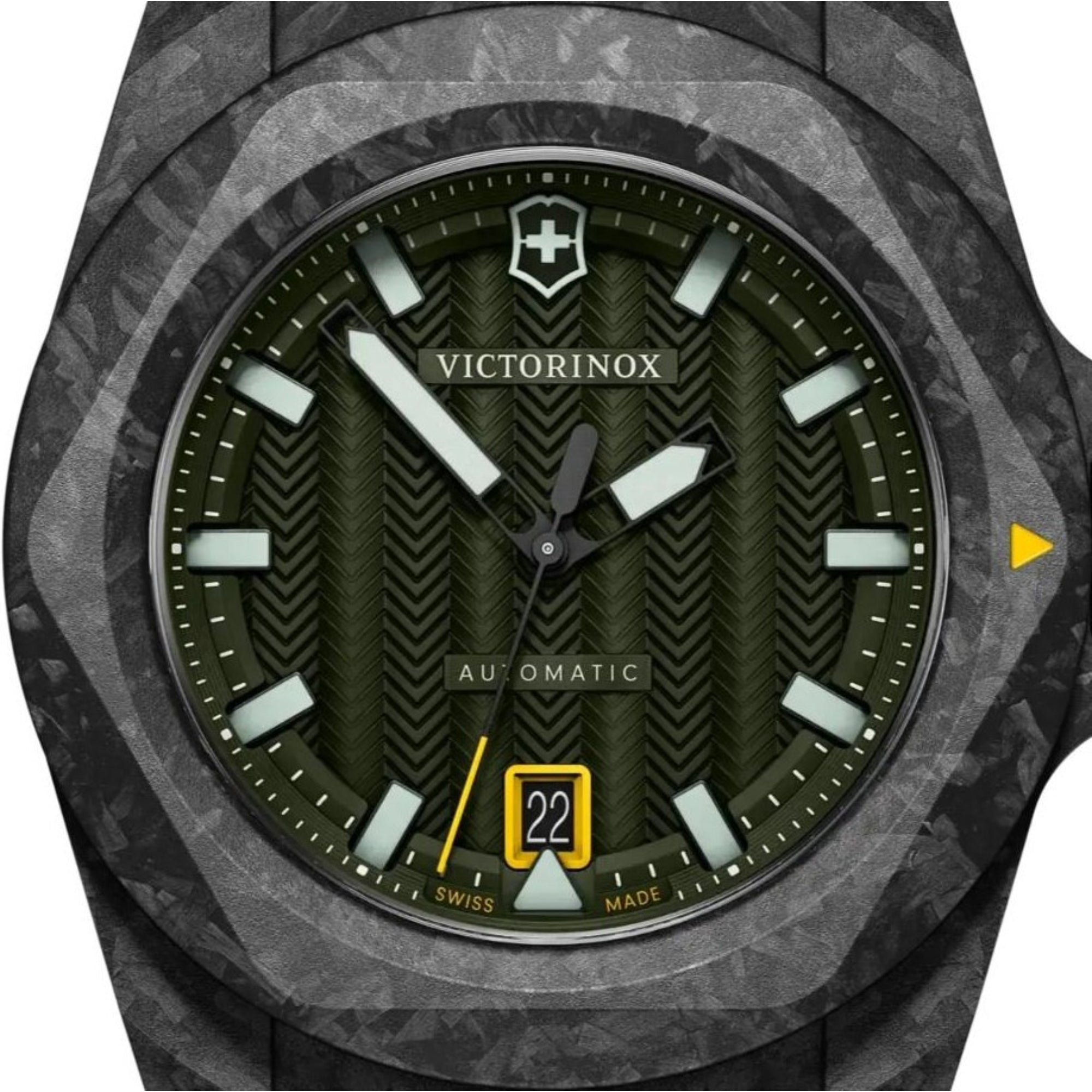 Victorinox I.N.O.X. Carbon Automatic Green Dial Green Rubber Strap Men's Watch 242021.1