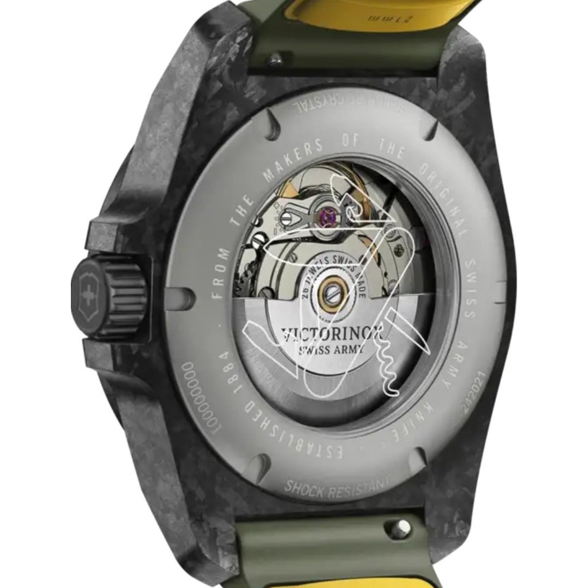 Victorinox I.N.O.X. Carbon Automatic Green Dial Green Rubber Strap Men's Watch 242021.1