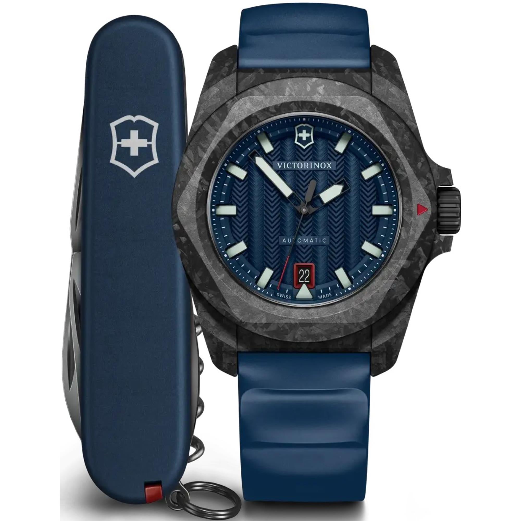 Victorinox I.N.O.X. Automatic Blue Dial Blue Rubber Strap Men's Watch 242022.1