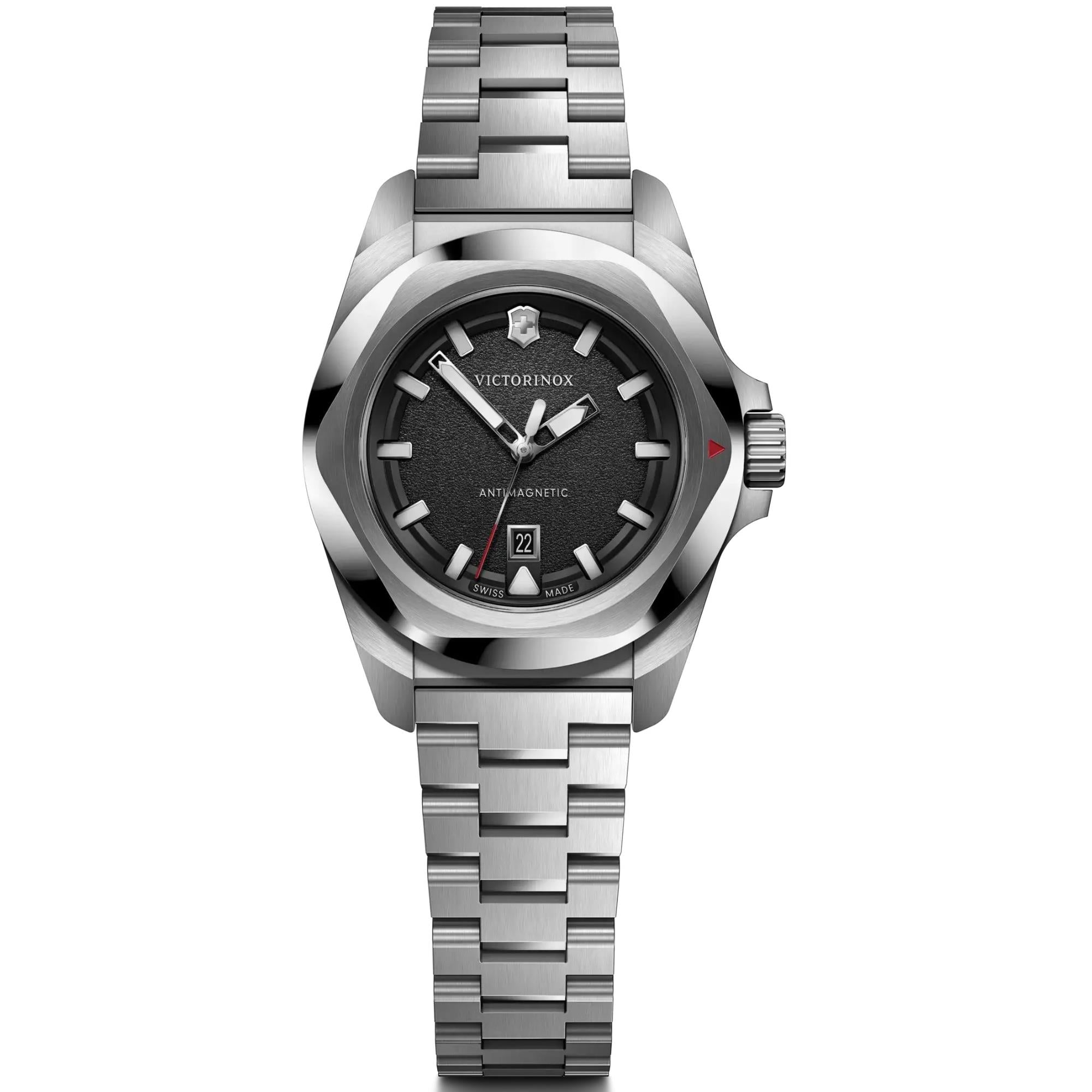 Victorinox I.N.O.X. Small Black Dial Steel Strap Women's Watch 242036