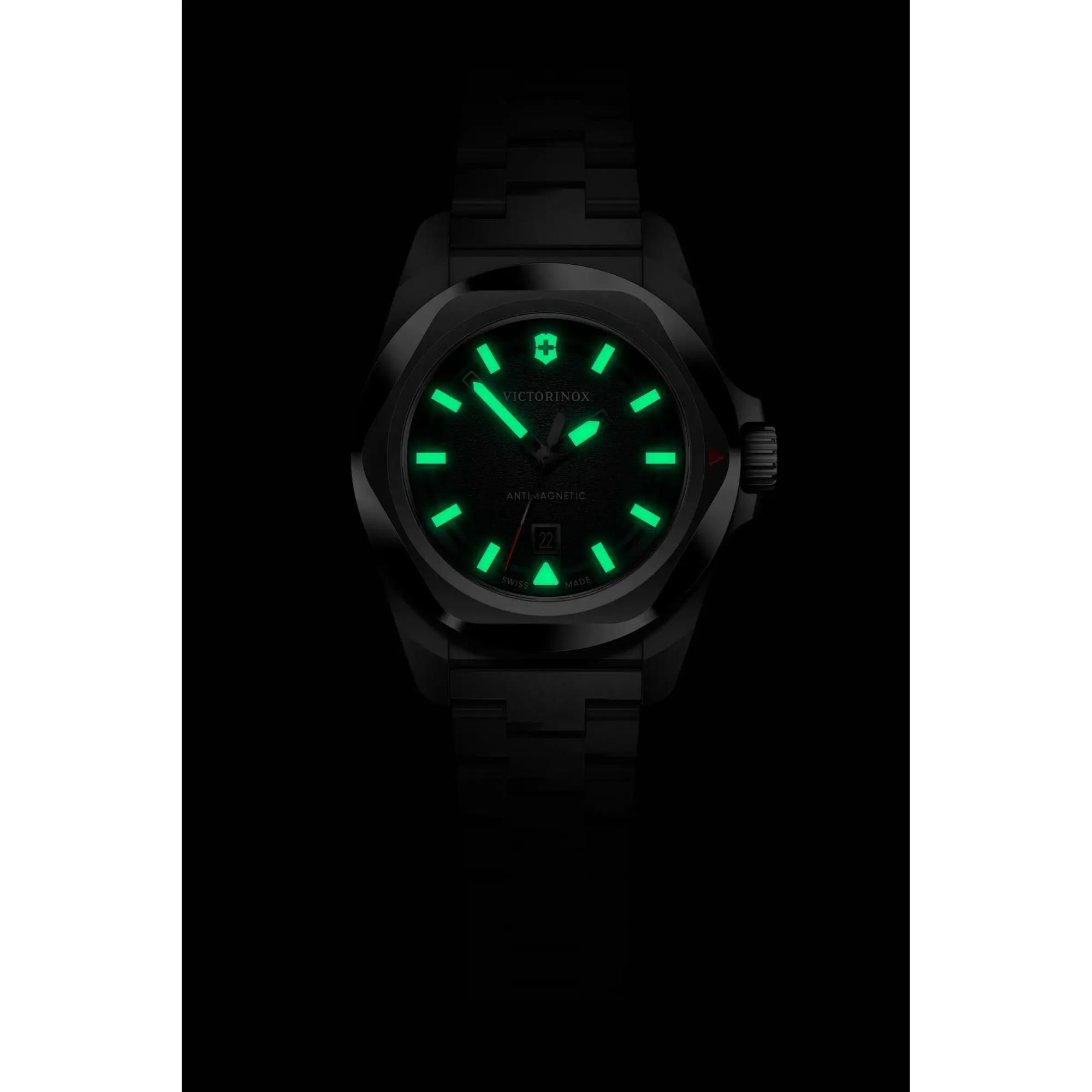 Victorinox I.N.O.X. Small Black Dial Steel Strap Women's Watch 242036