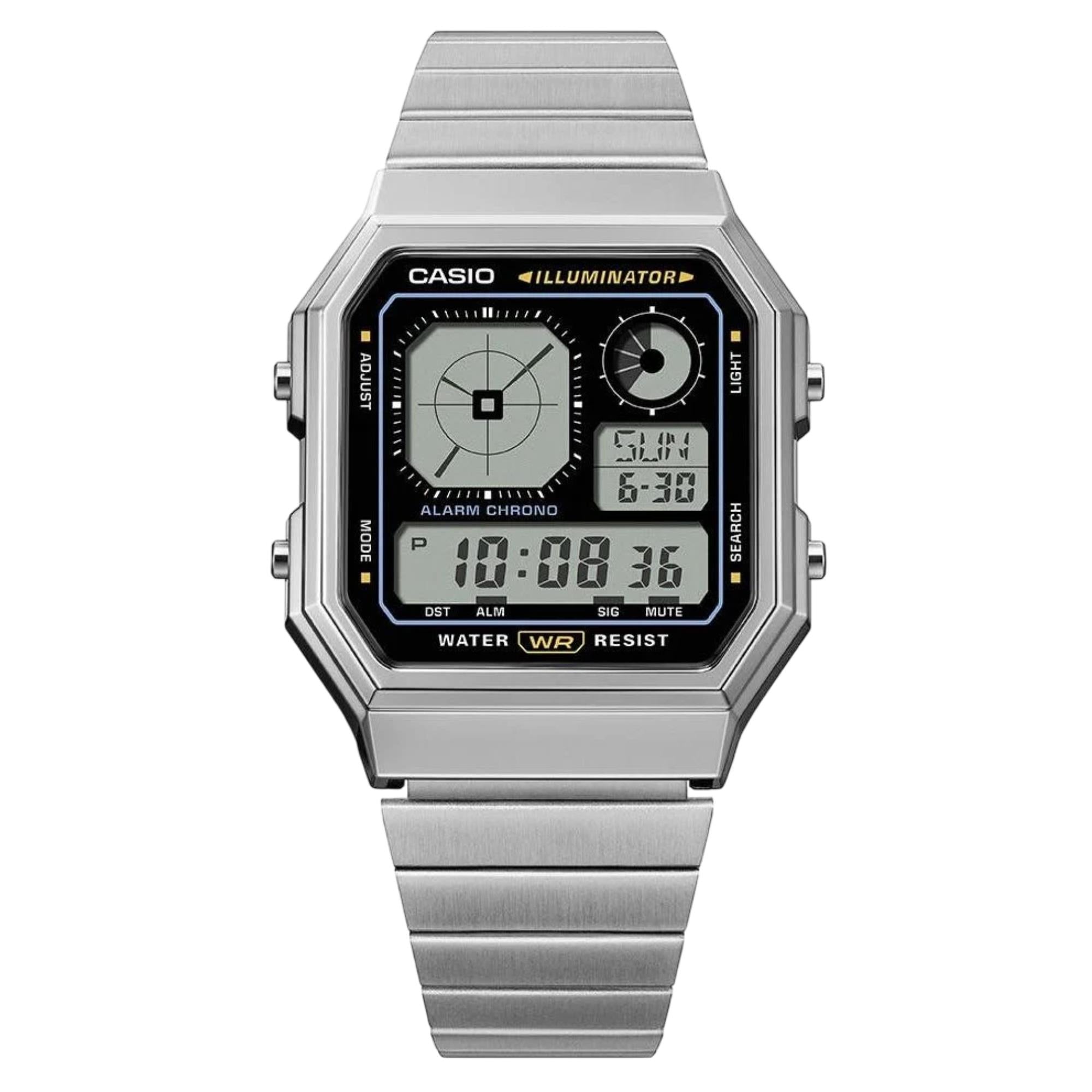 Casio Vintage Digital Stainless Steel Strap Unisex Watch A130WE-1AEF