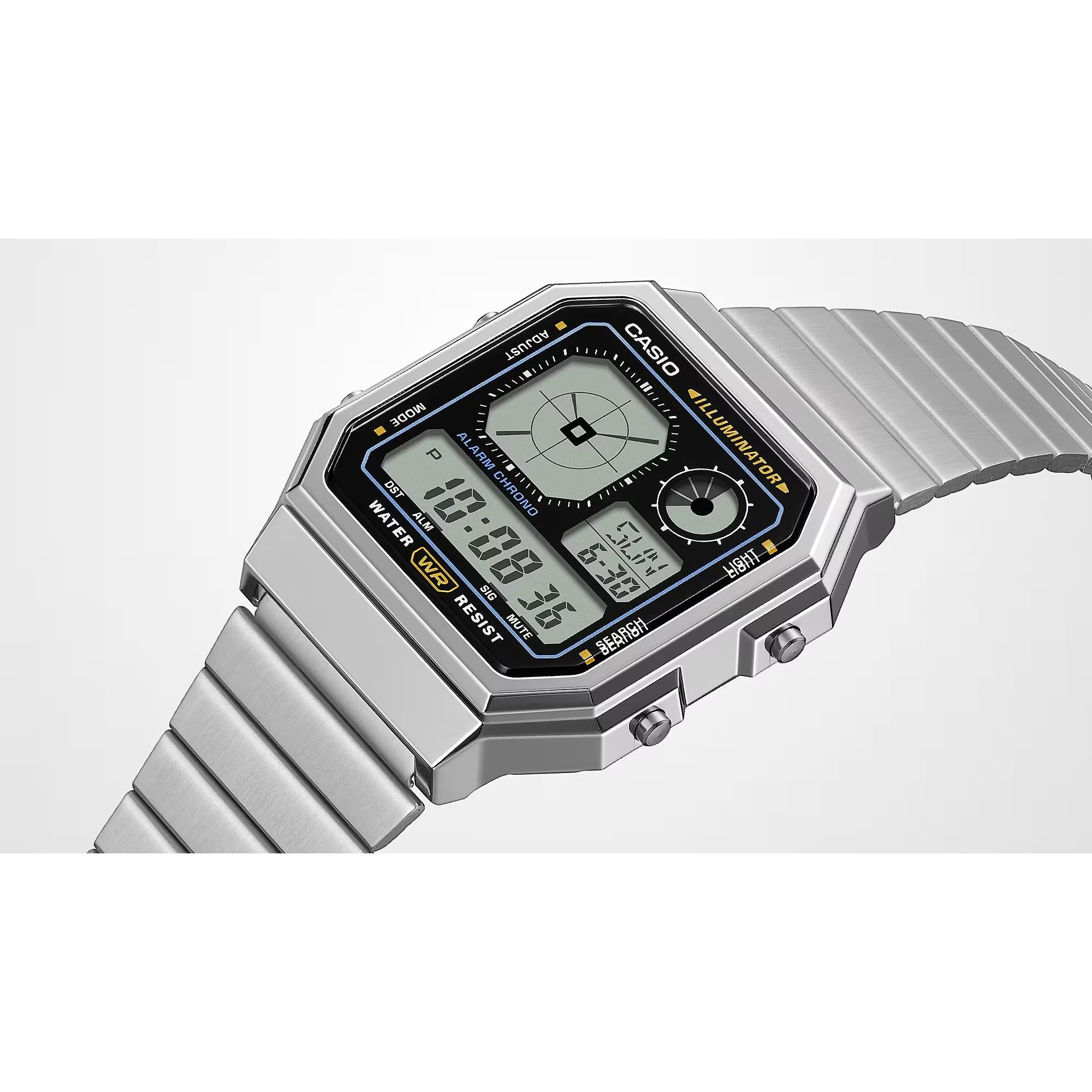 Casio Vintage Digital Stainless Steel Strap Unisex Watch A130WE-1AEF