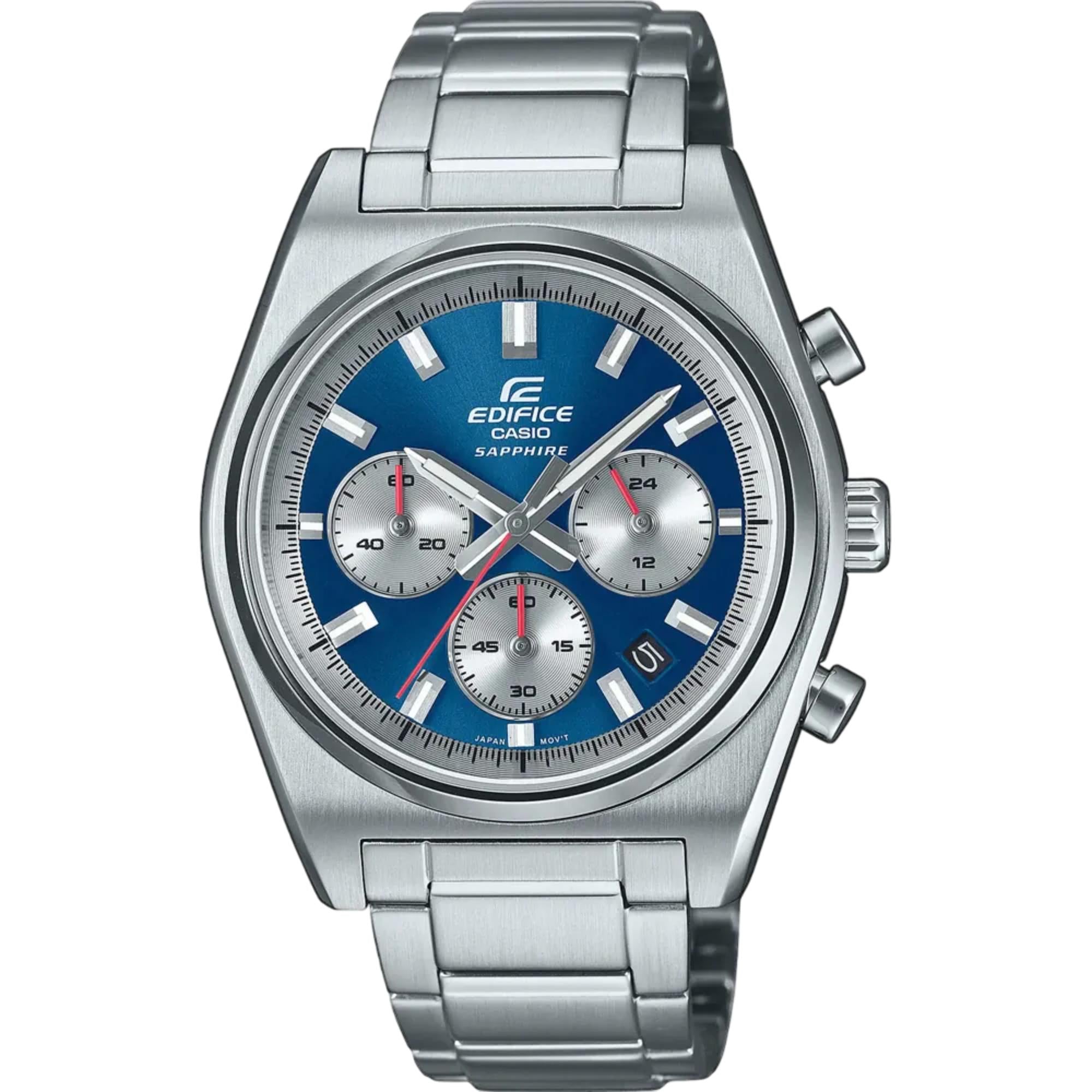 Casio EDIFICE Motorsports Chronograph Blue Sunray Dial Stainless Steel Strap Men's Watch EFB-730D-2AVUEF