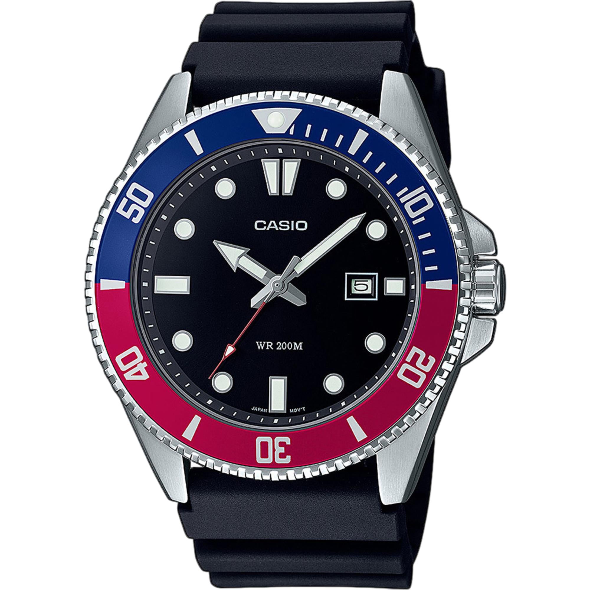 Casio Marlin Quartz Black Dial Resin Strap Men's Watch MDV-107-1A3VEF