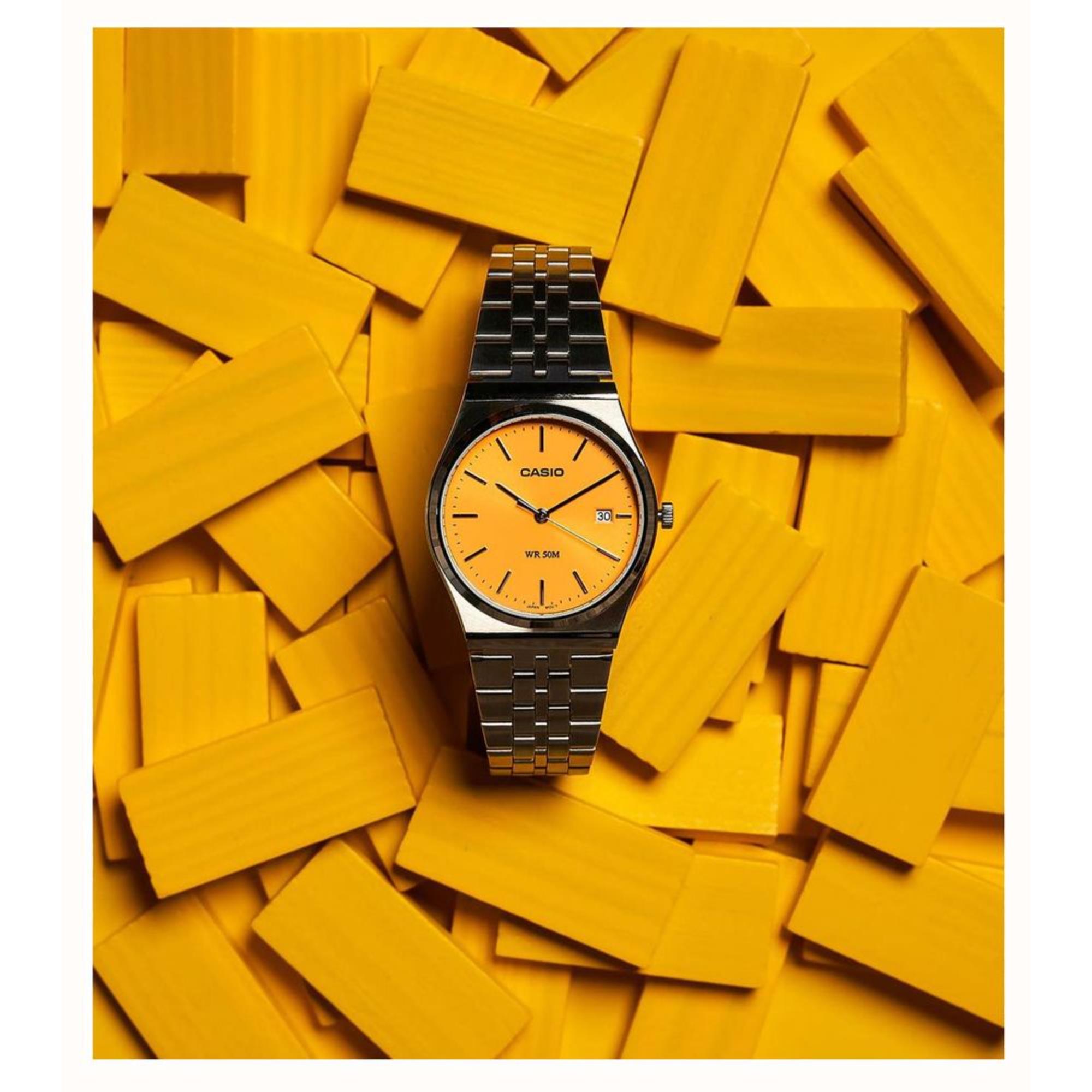 Casio MTP Series Standard Yellow Dial Stainless Steel Strap Men's Watch MTP-B145D-9AVEF