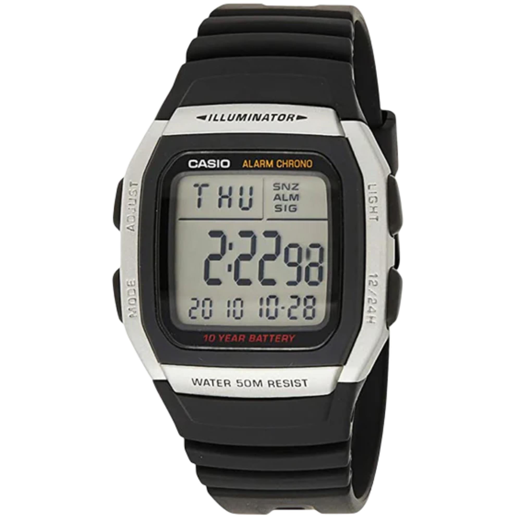 Casio Collection Quartz Digital Black Resin Strap Women's Watch W-96H-1AVES