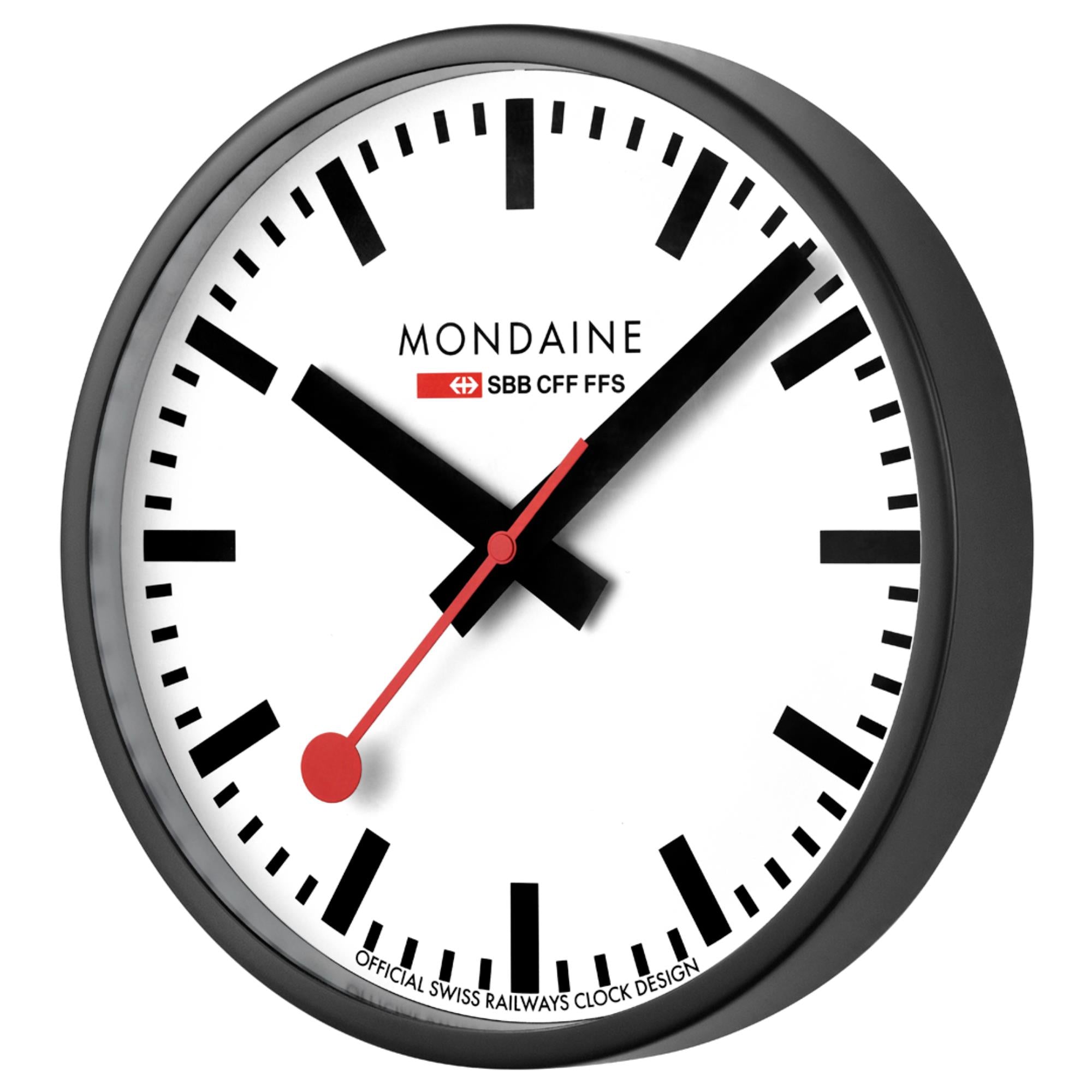 Mondaine Classic Black Frame White Dial Wall Clock A990.CLOCK.12SBB