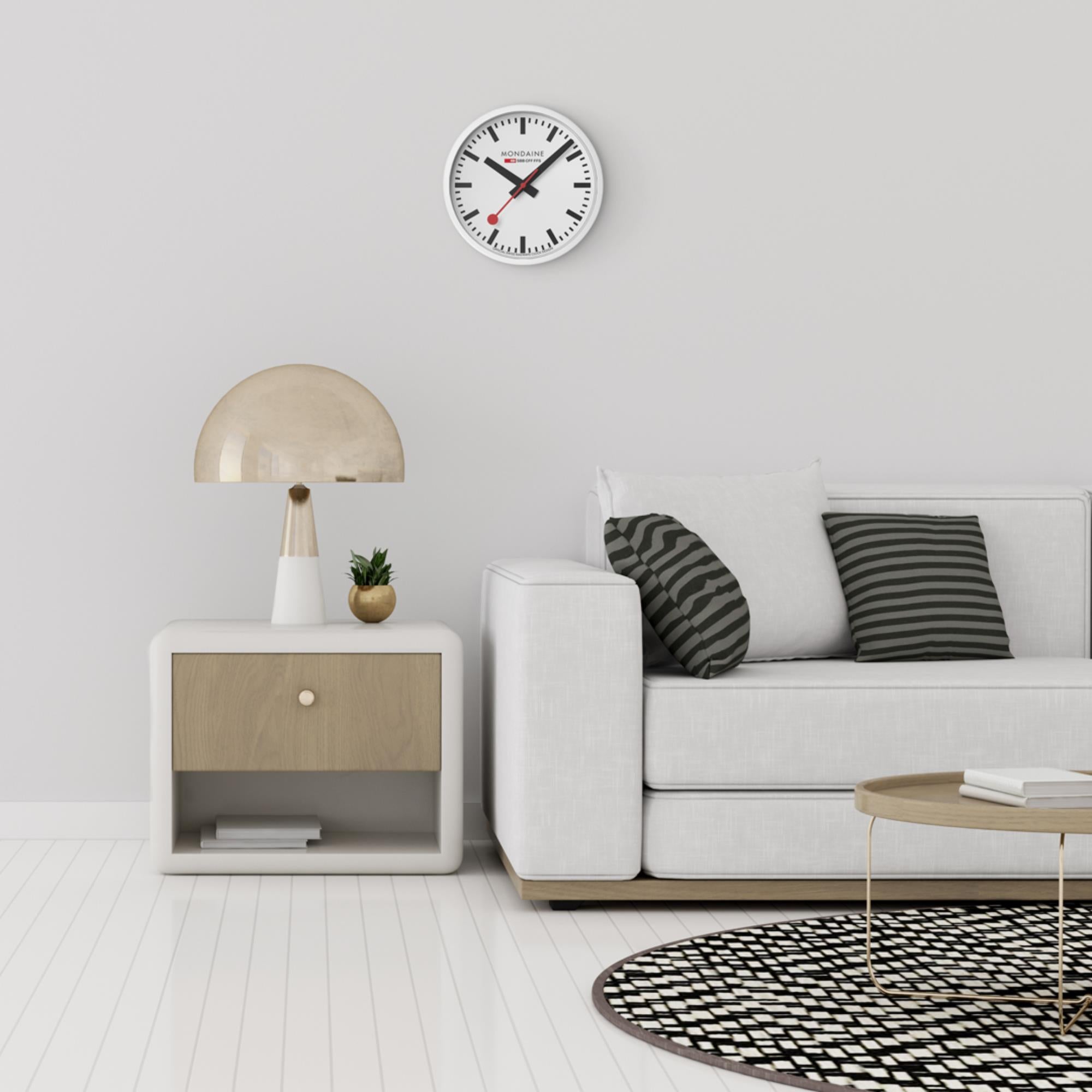 Mondaine Classic White Frame White Dial Wall Clock A990.CLOCK.10SBB