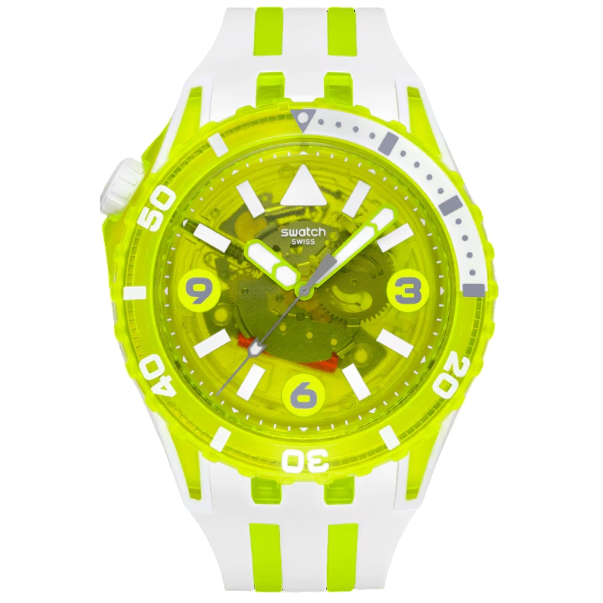 Swatch SCUBAQUA Egg Yolk Yellow Bioceramic Dial Silicone Strap Unisex Watch SSCU09J100