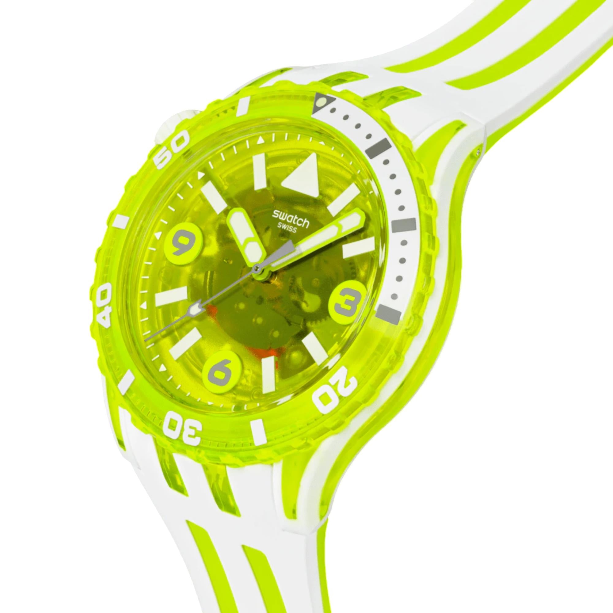 Swatch SCUBAQUA Egg Yolk Yellow Bioceramic Dial Silicone Strap Unisex Watch SSCU09J100