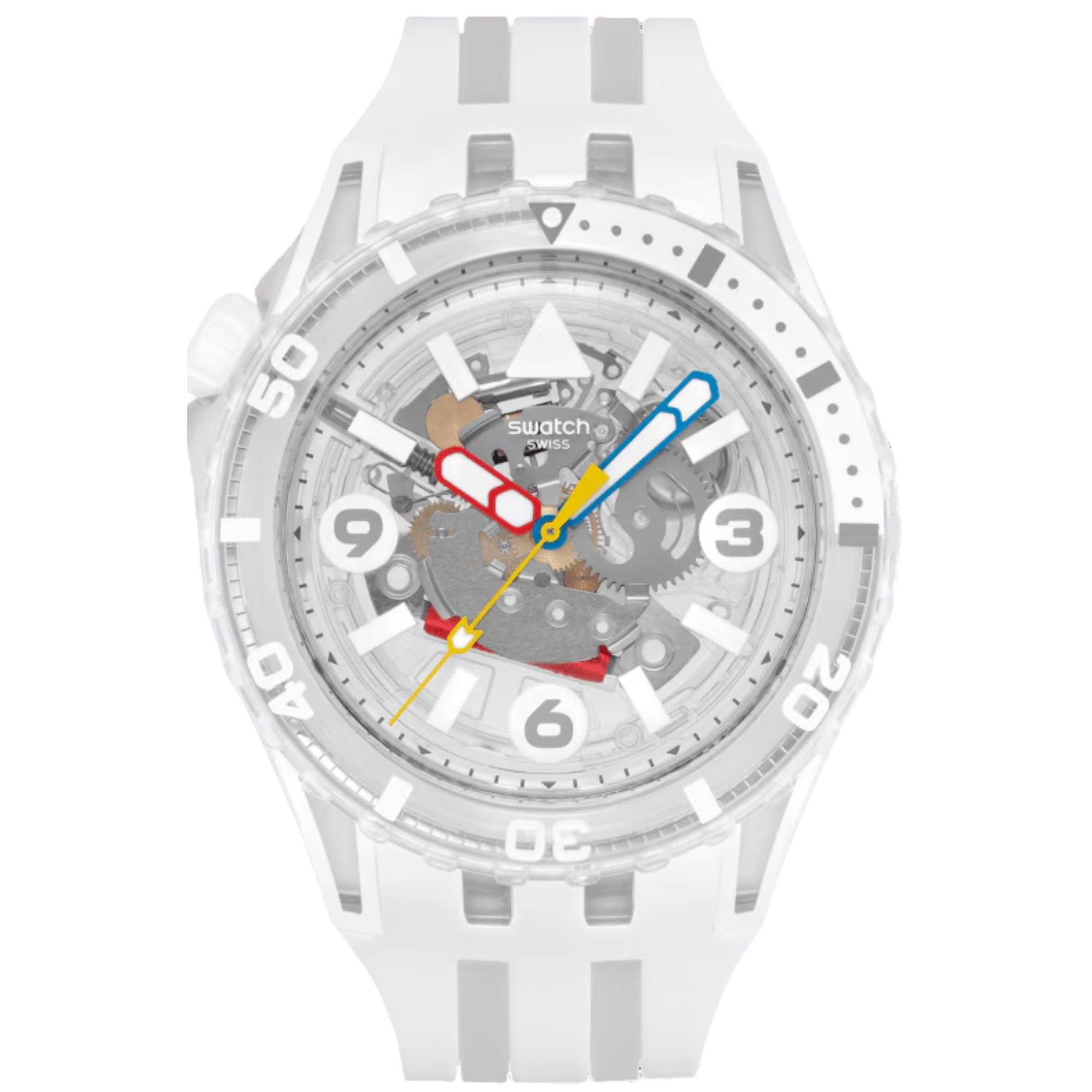 Swatch SCUBAQUA Aurelia Aurita White Bioceramic Dial Silicone Strap Unisex Watch SSCU09K100
