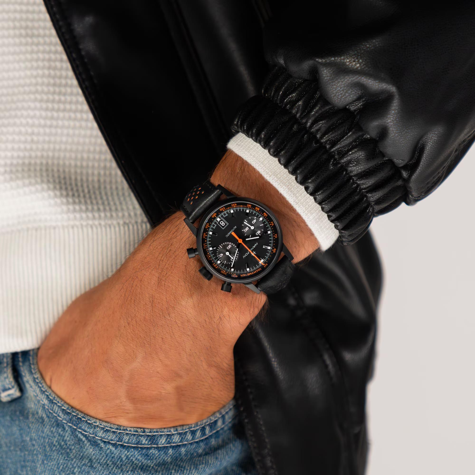 Hamilton American Classic Intra-matic Automatic Black Dial Leather Stap Men's Watch H38446732