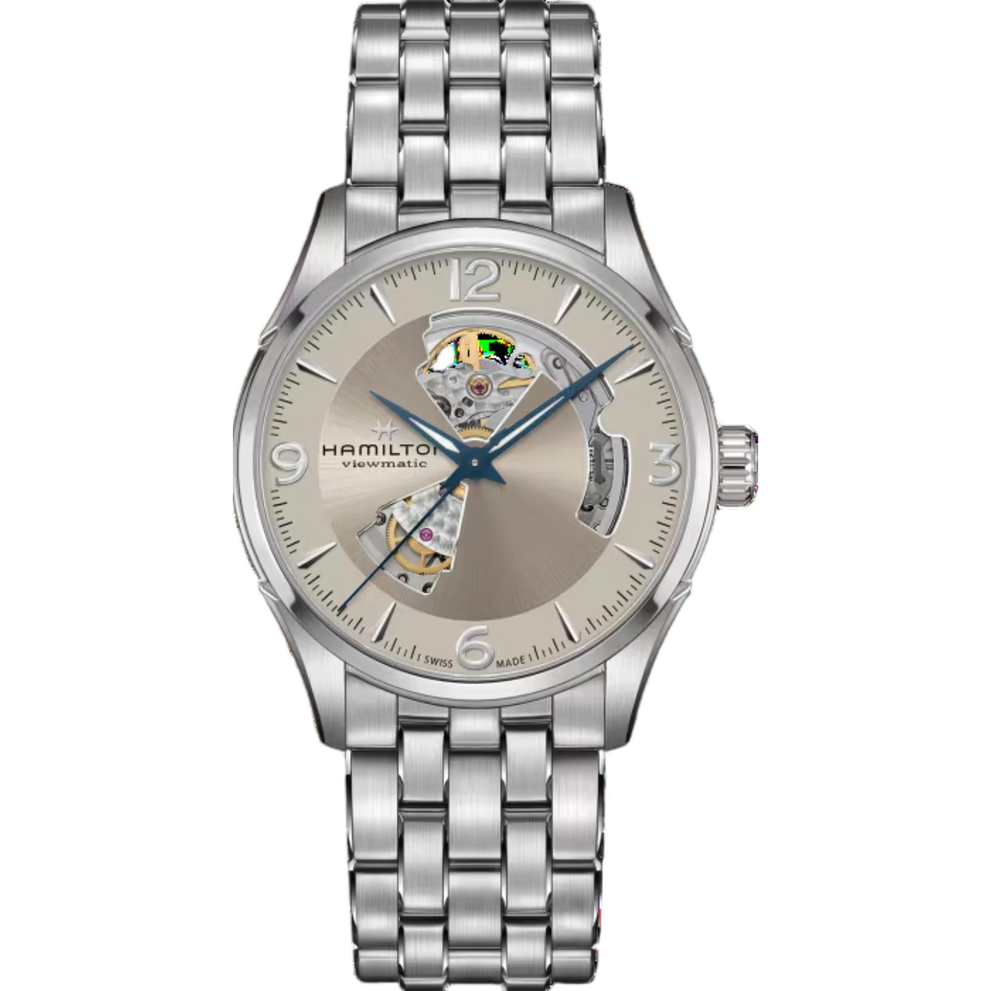 Hamilton Jazzmaster Open Heart Automatic Beige Dial Steel Strap Men's Watch H32705121