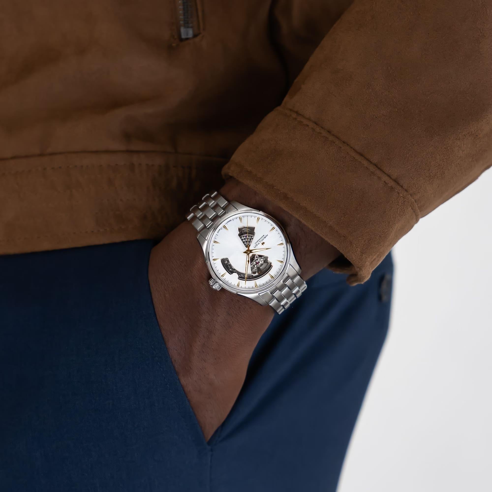 Hamilton Jazzmaster Open Heart Automatic Silver Dial Steel Strap Men's Dress Watch H32675151