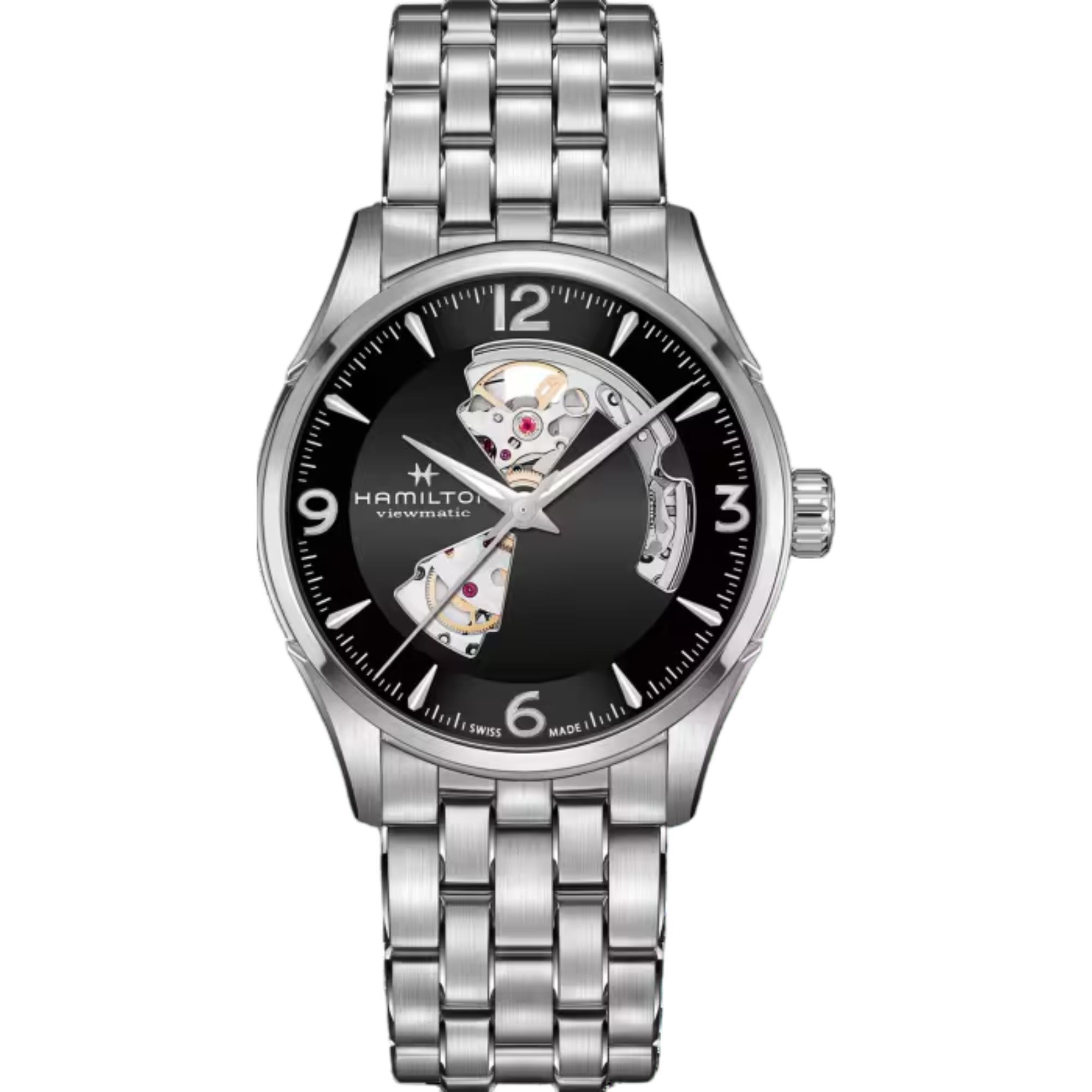 Hamilton Jazzmaster Open Heart Automatic Black Dial Steel Strap Men's Watch H32705131