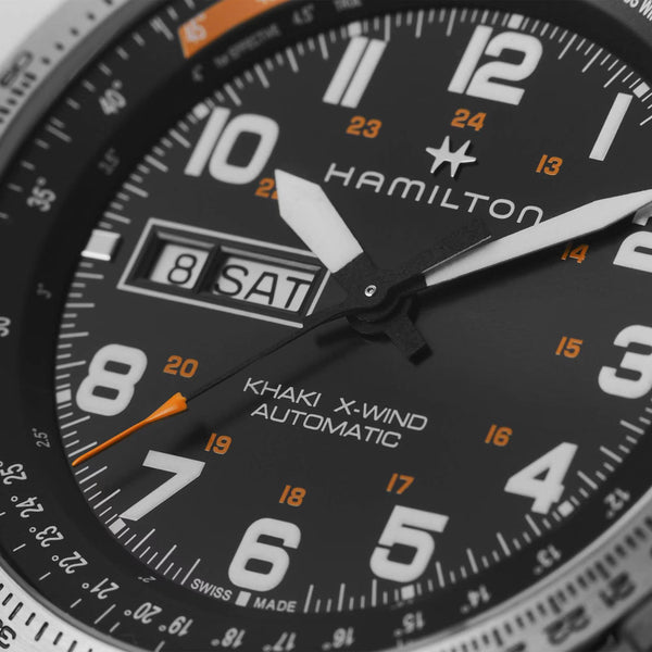 Hamilton Khaki Aviation X-Wind Automatic Black Dial Steel Strap Men's Watch H77755133