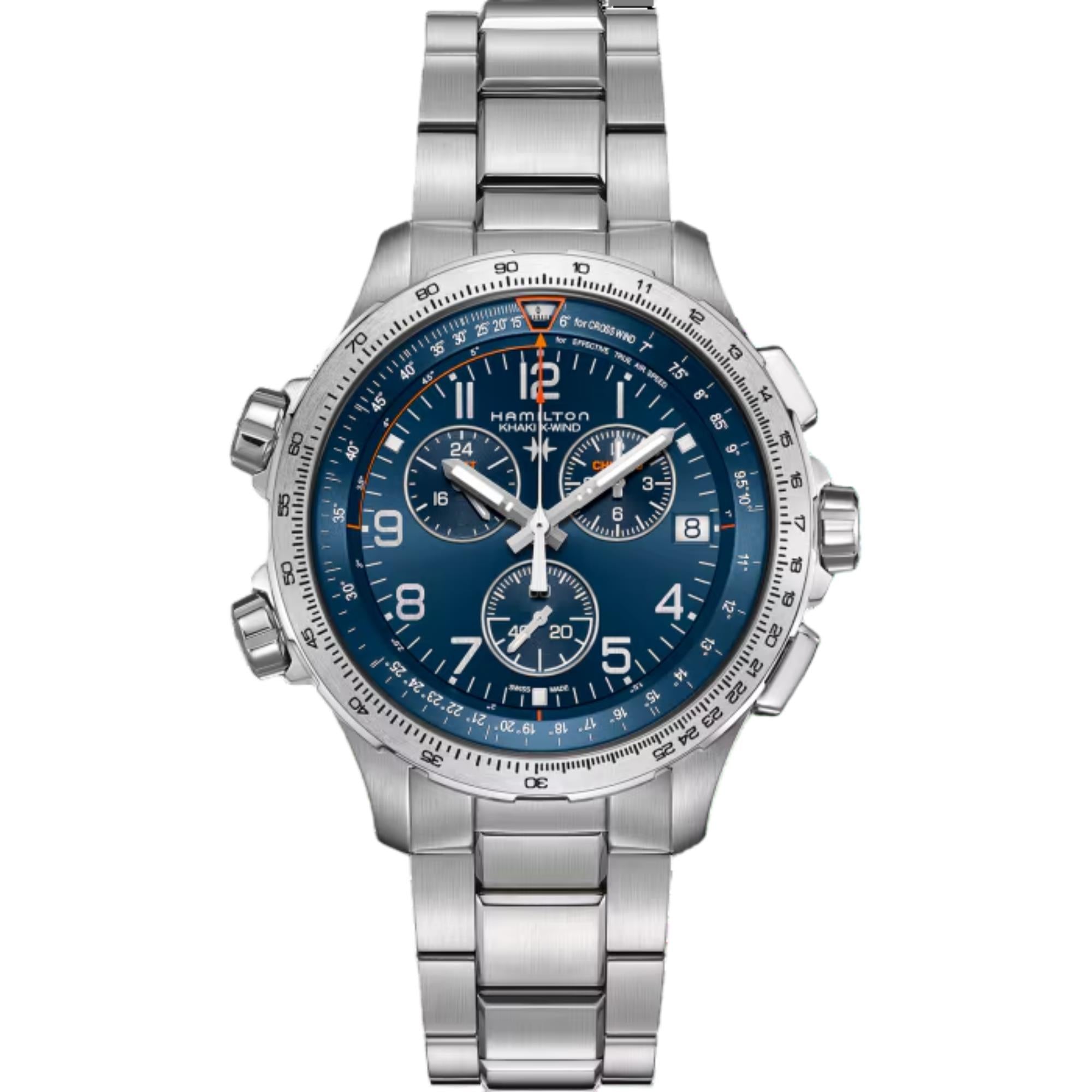 Hamilton Khaki Aviation X-Wind GMT Quartz Blue Dial Steel Strap Men's Watch H77922141