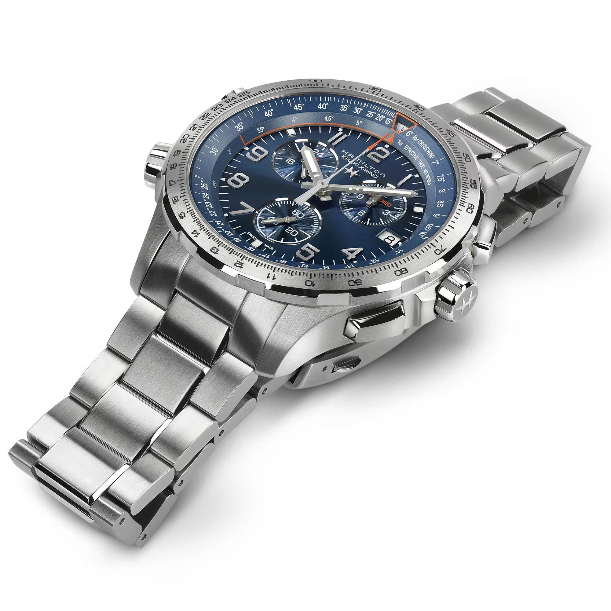 Hamilton Khaki Aviation X-Wind GMT Quartz Blue Dial Steel Strap Men's Watch H77922141