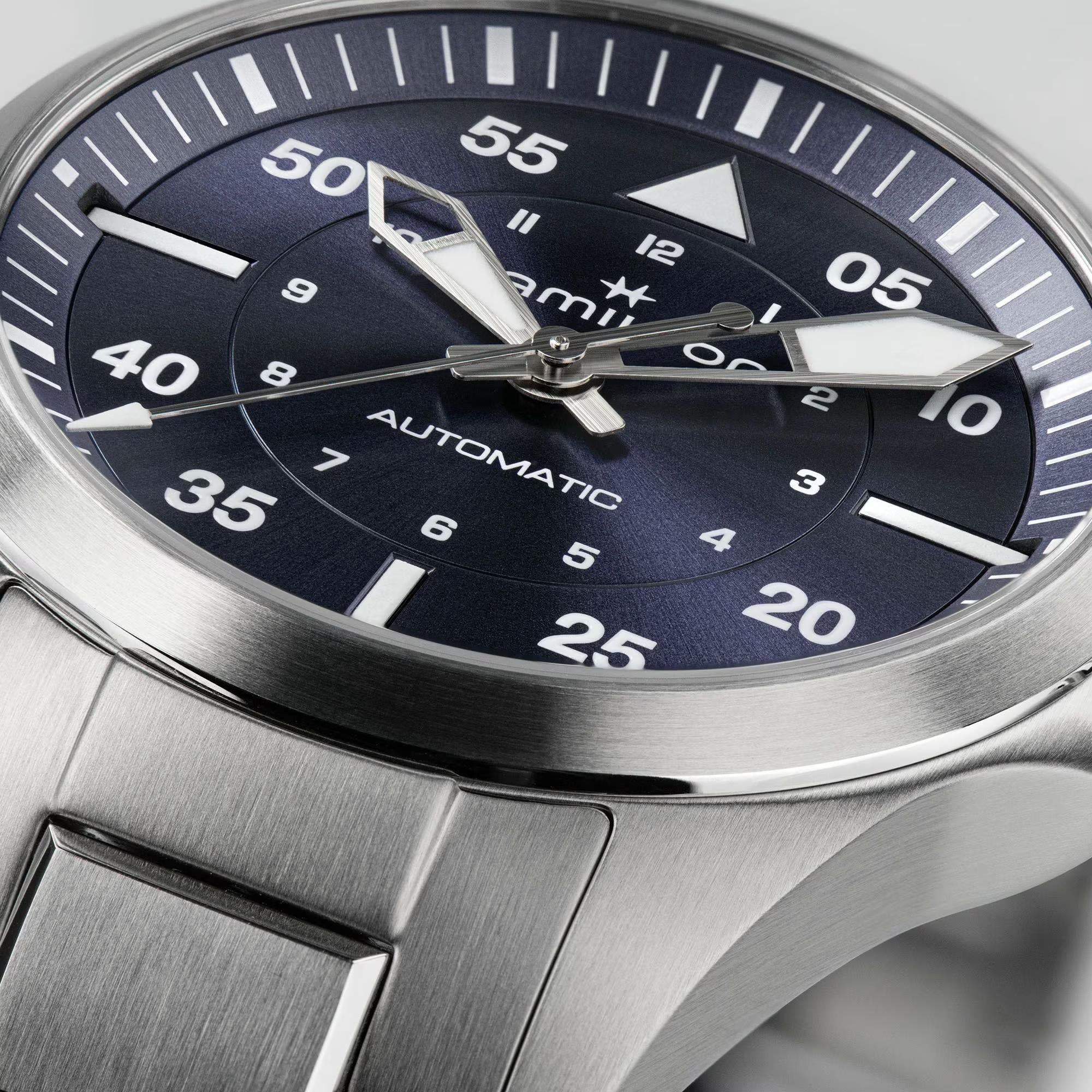 Hamilton Khaki Aviation Pilot Automatic Blue Dial Steel Strap Unisex Watch H76215140