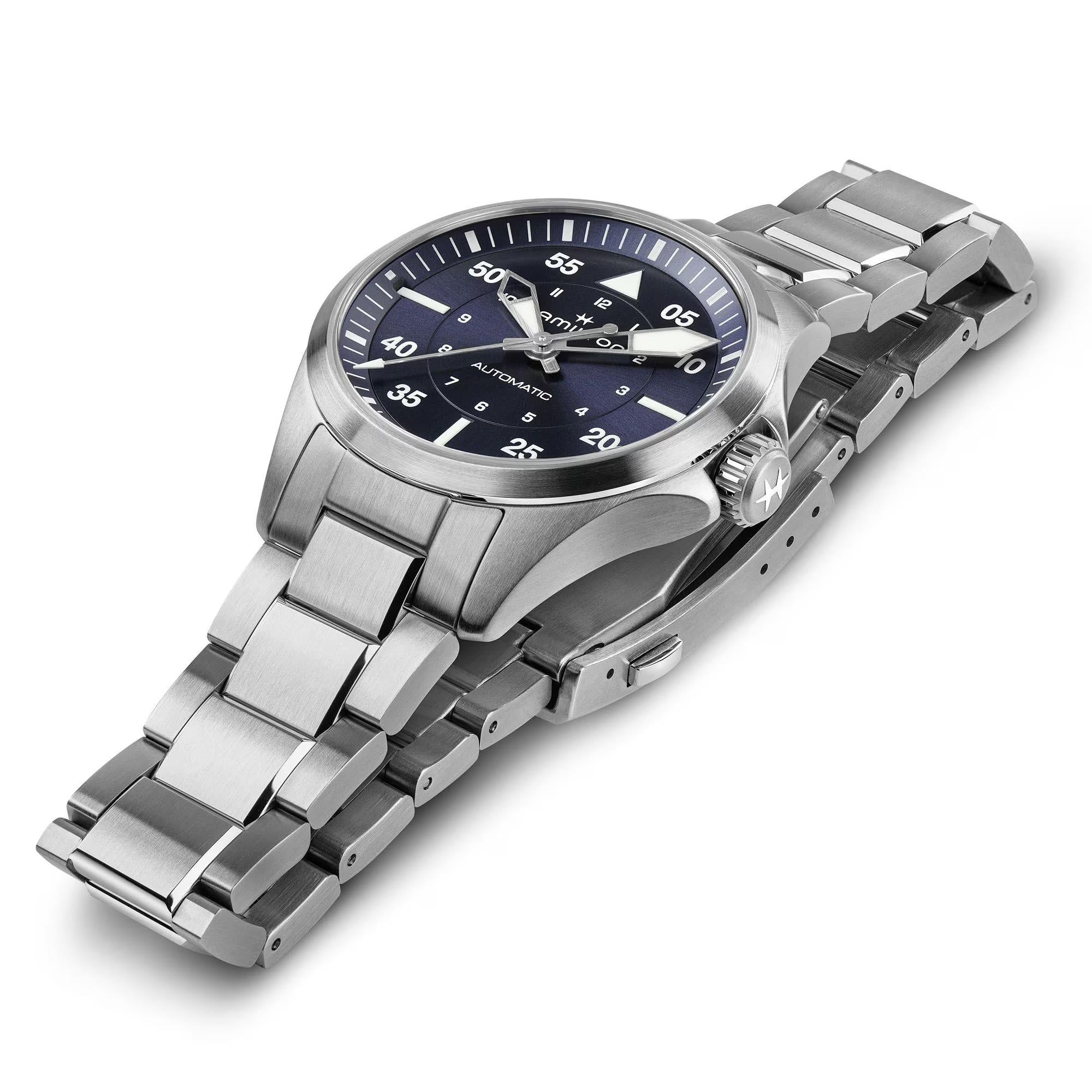 Hamilton Khaki Aviation Pilot Automatic Blue Dial Steel Strap Unisex Watch H76215140