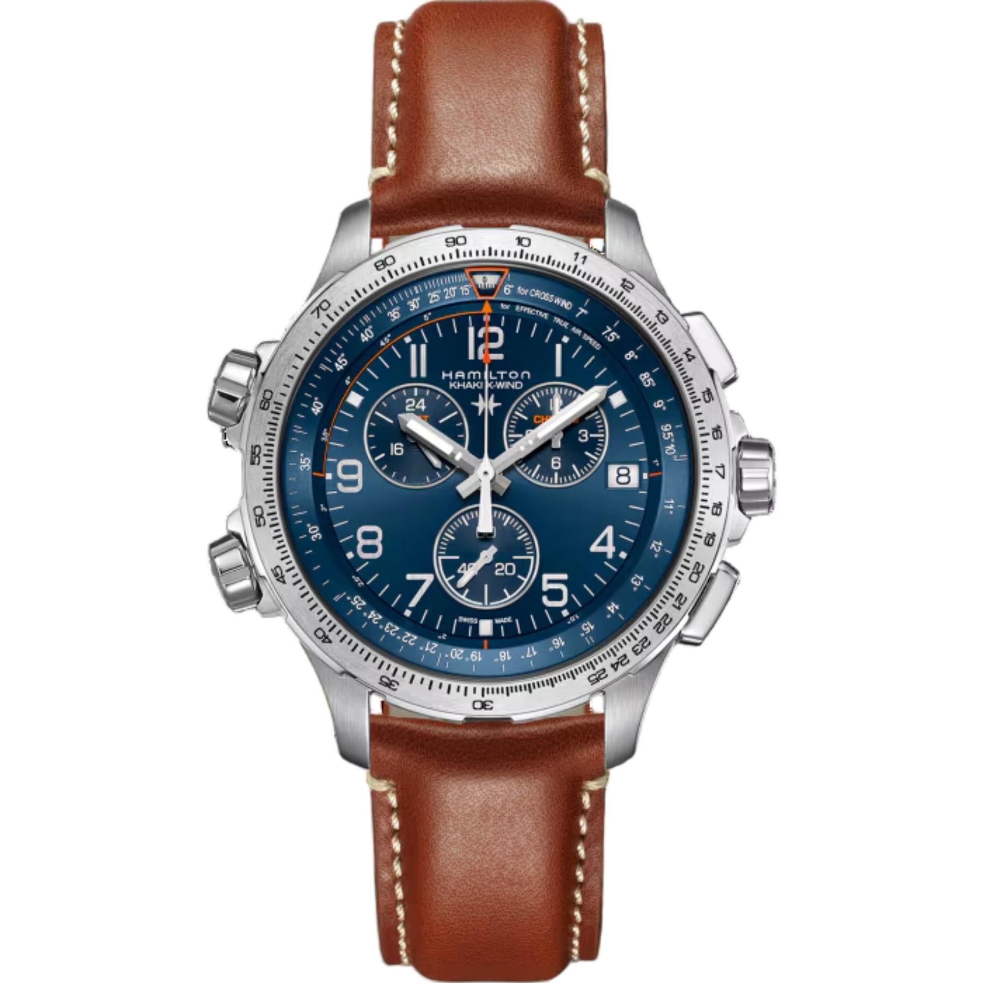 Hamilton Khaki Aviation X-Wind GMT Quartz Blue Dial Leather Strap Men's Watch H77922541