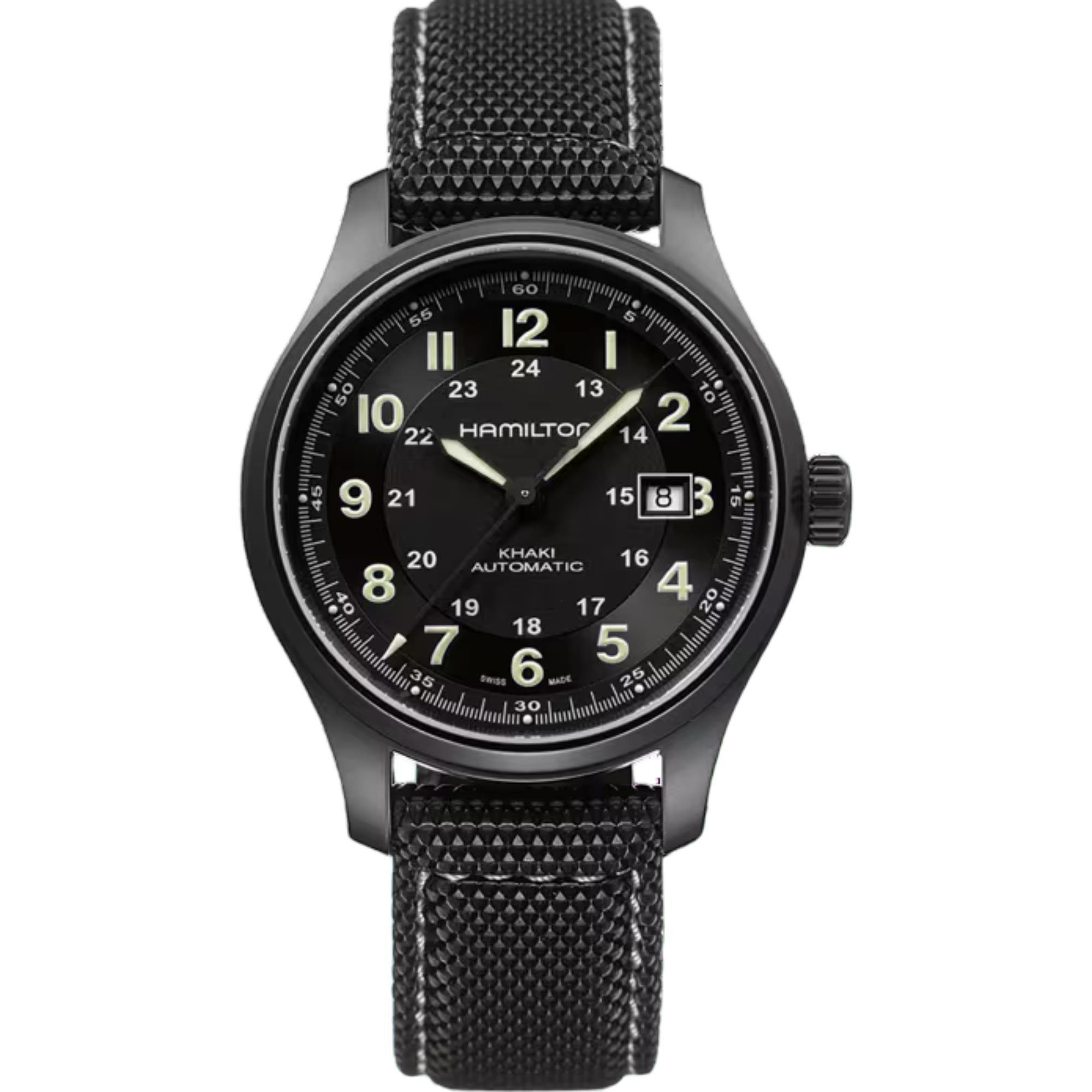 Hamilton Khaki Field Titanium Automatic Black Dial Rubber Strap Men's Watch H70575733