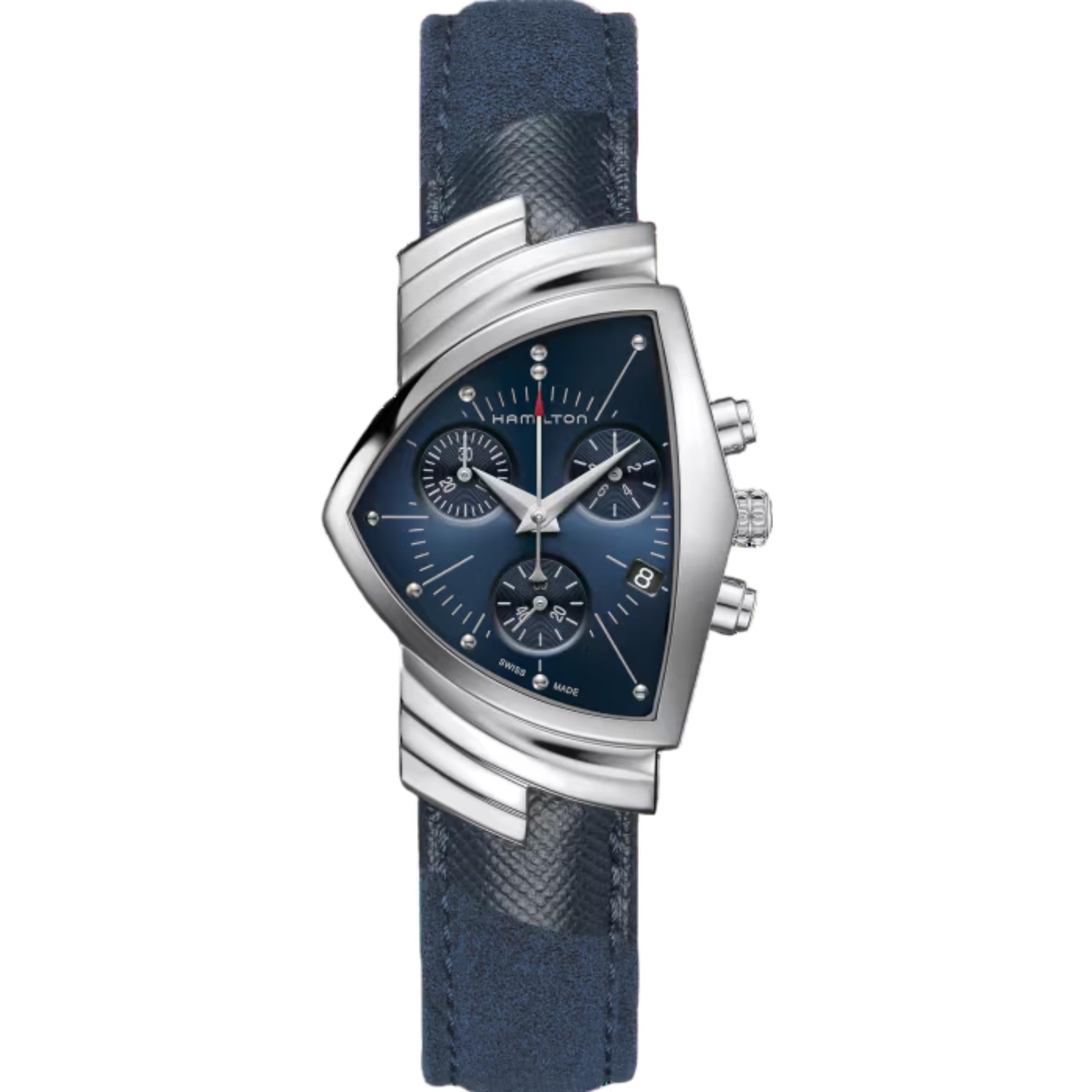 Hamilton Ventura Chronograph Quartz Blue Dial NATO Strap Unisex Watch H24432941