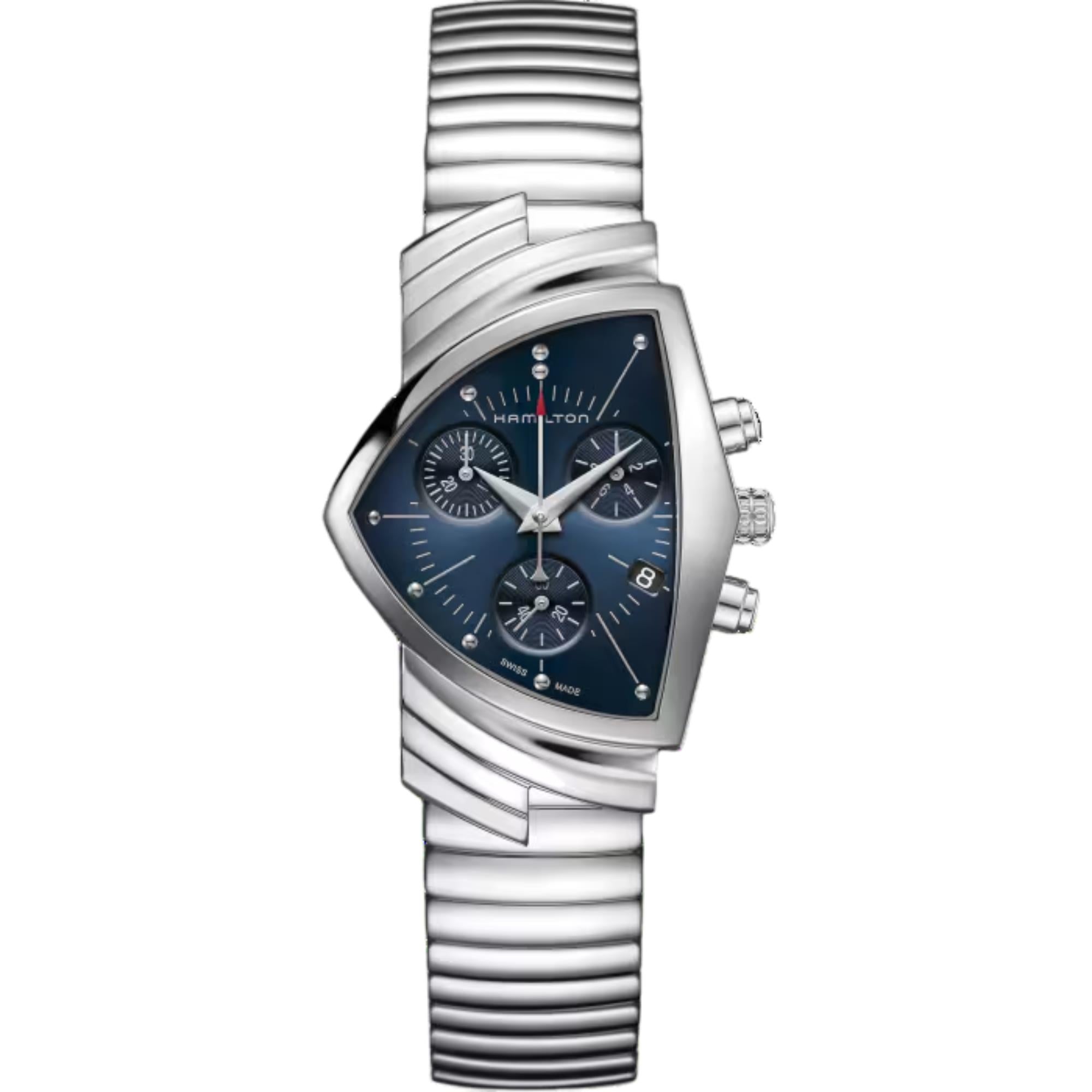 Hamilton Ventura Chronograph Quartz Blue Dial Steel Strap Unisex Watch H24432141