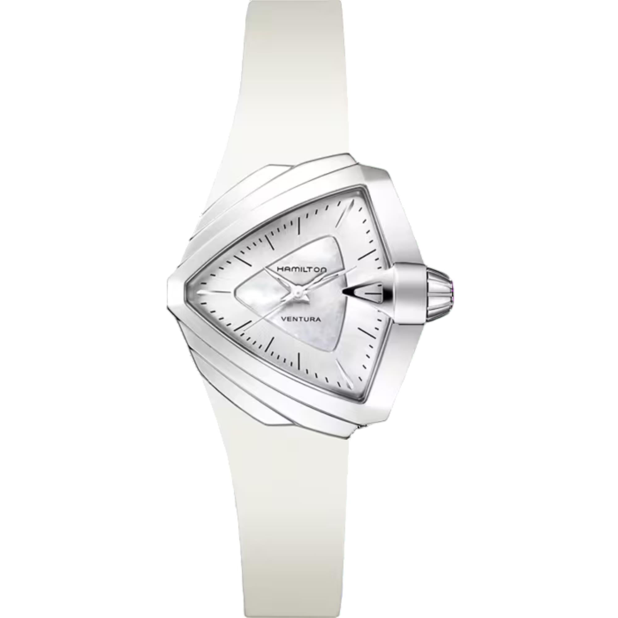 Hamilton Ventura S Quartz Mother of Pearl Dial Rubber Strap Women's Watch H24251391