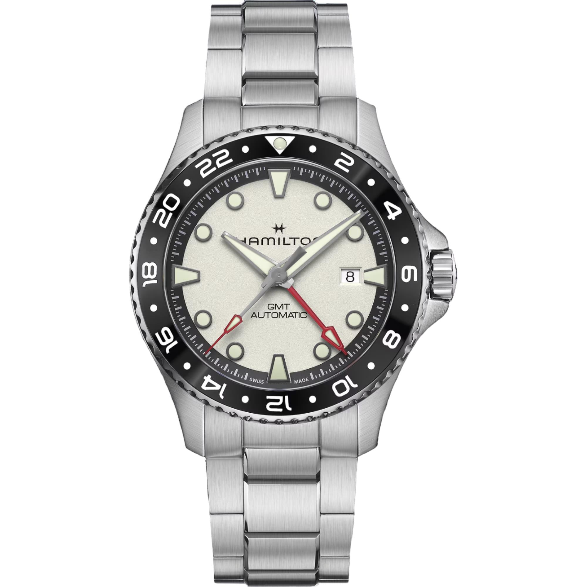 Hamilton Khaki Navy Scuba GMT Automatic Silver Dial Steel Strap Unisex Watch H82555150