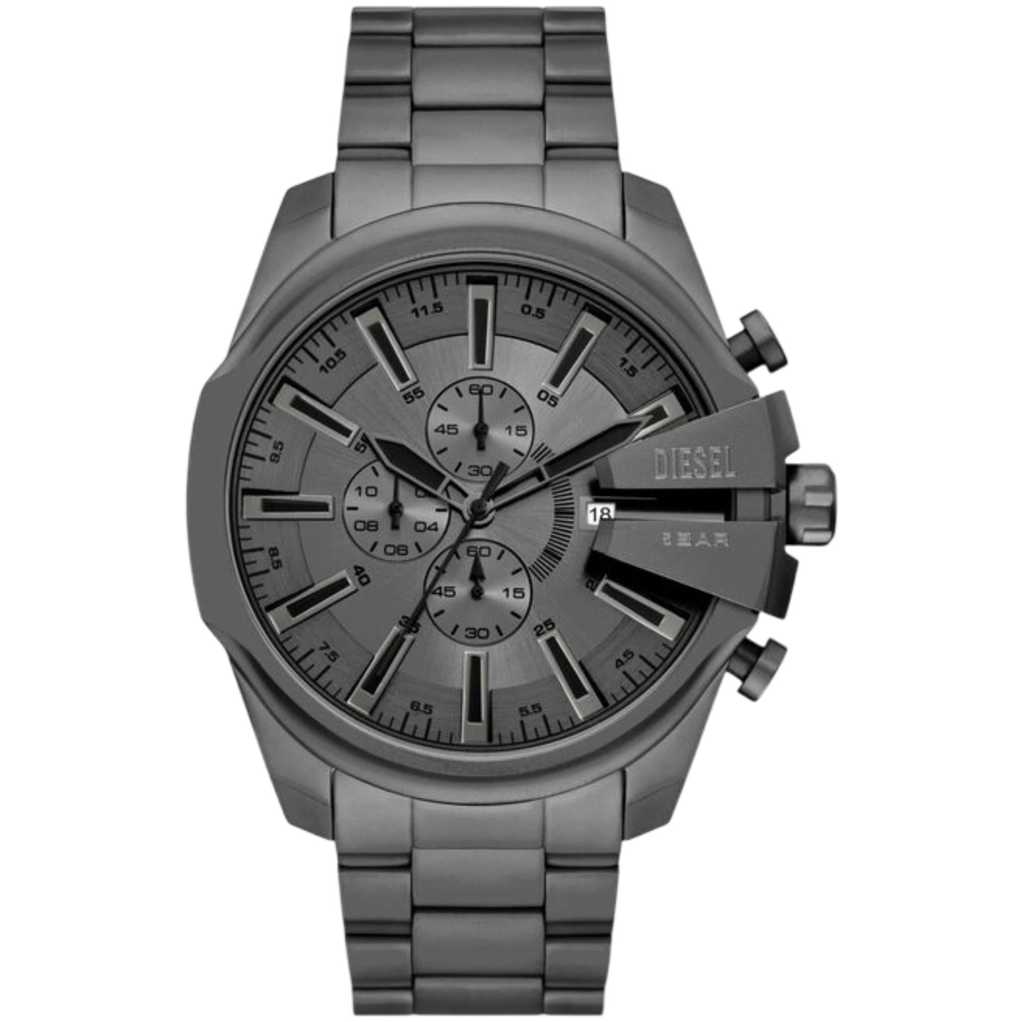 Diesel Mega Chief Slim Gray Dial Stainless Steel Strap Men's Watch DZ4676